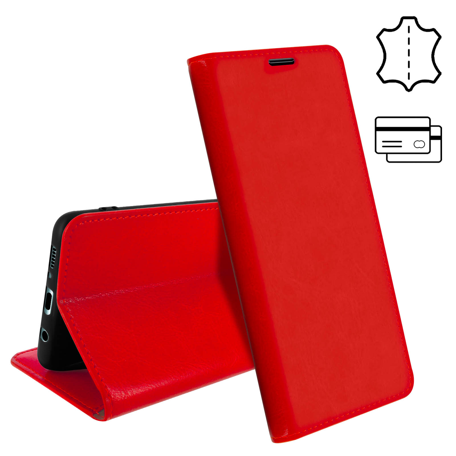 Verco Coque pour Samsung Galaxy A51 Rouge Housse Portefeuille pour Samsung A51 Etui en Cuir Synthétique Fonction Stand Case 