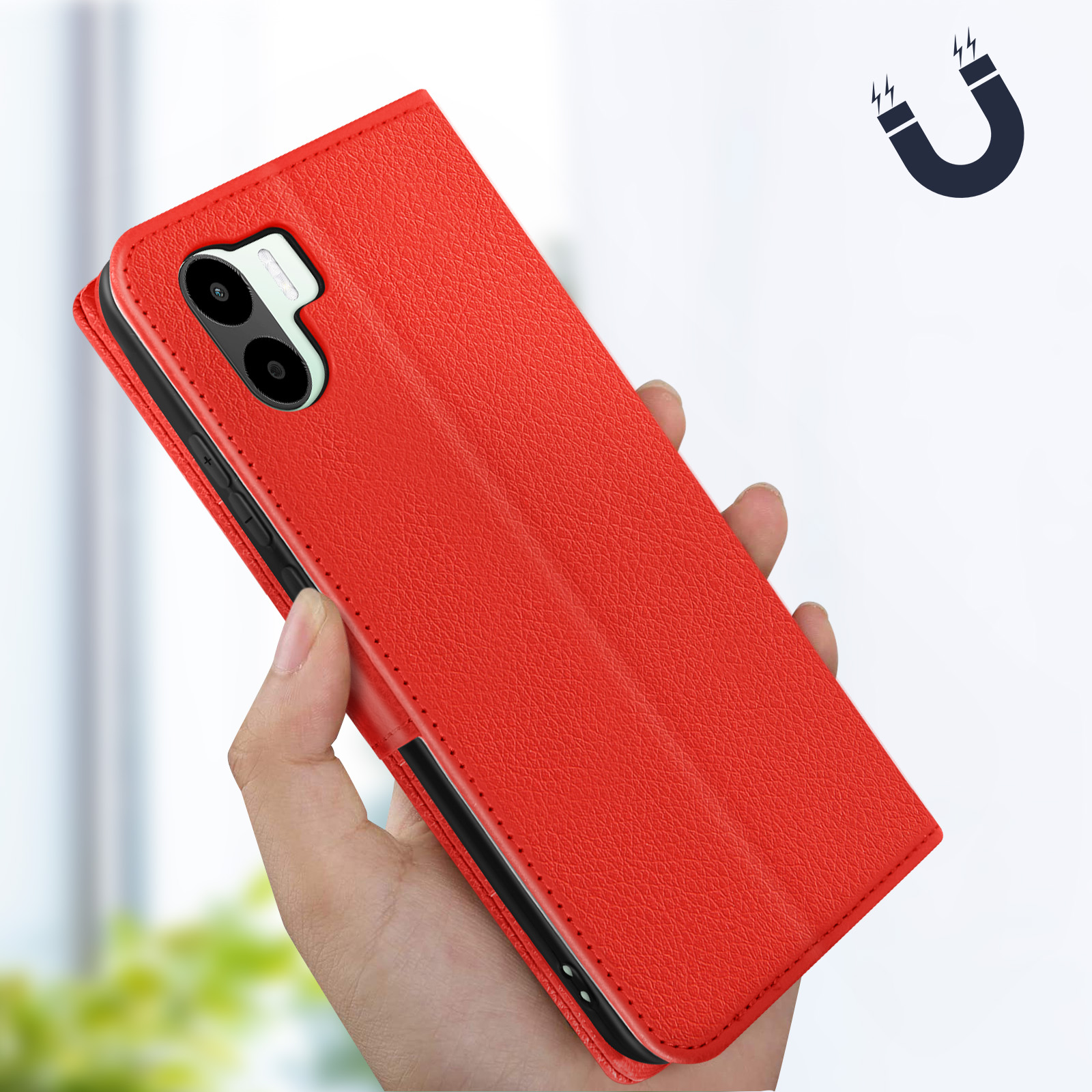 Funda Xiaomi Redmi A1 / A2 Tarjetero Cierre Soporte Vídeo, Protección  Integral - rojo - Spain