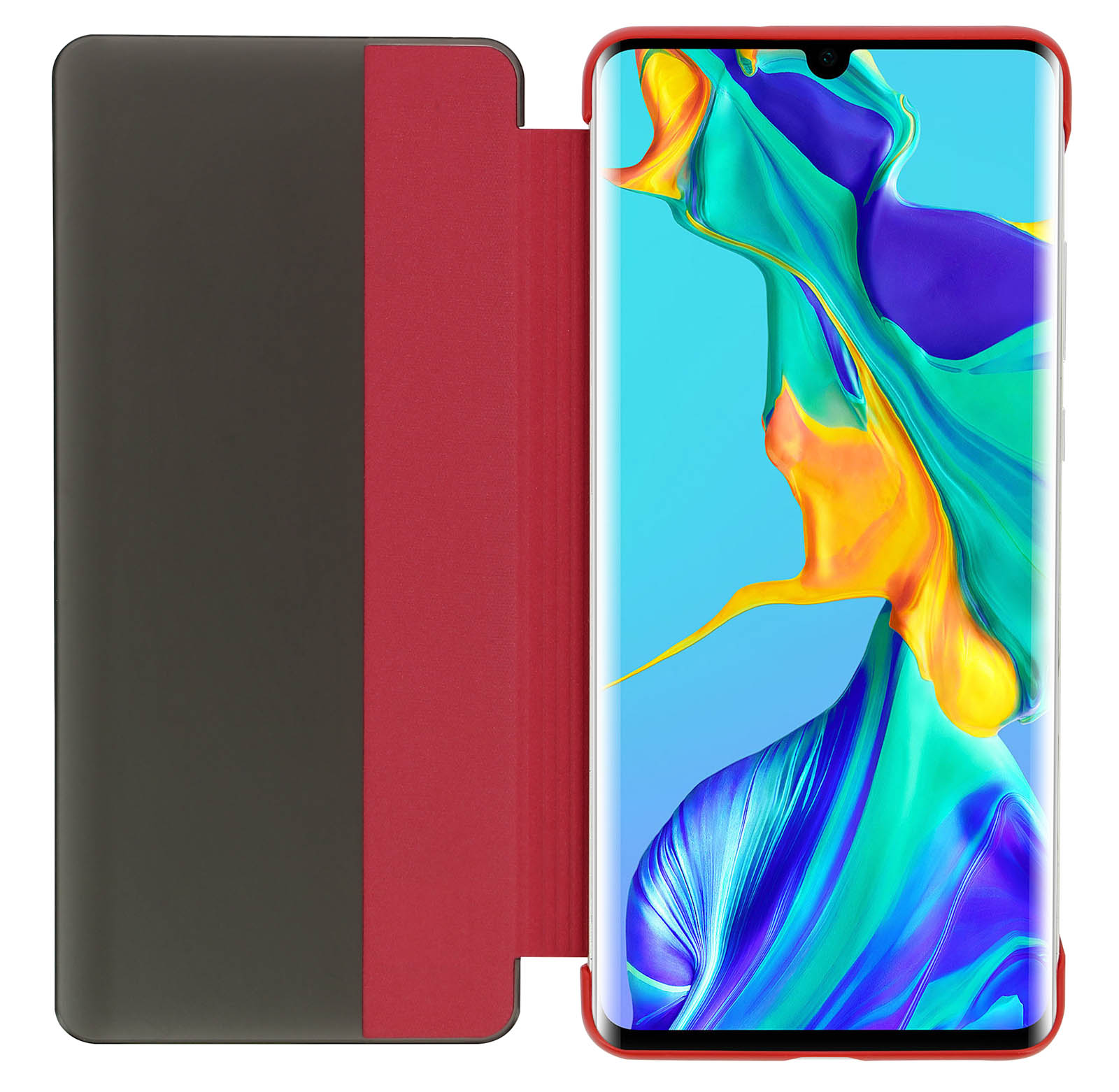 Custodia a libro realizzata in pelle con copertina magnetica per Huawei P30  Pro rosso