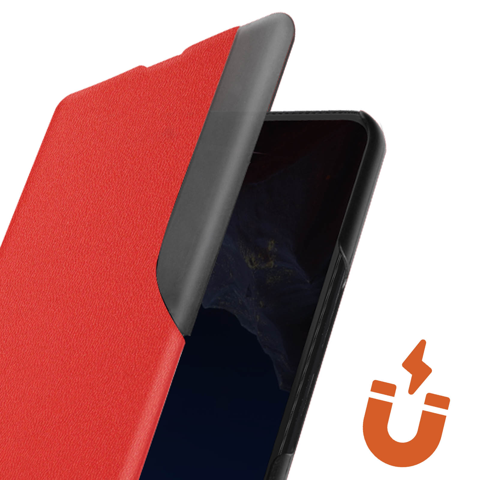 Funda Xiaomi Poco F5 Pro con Gran Ventana (Hora, Notificaciones, Llamadas)  Protección Integral – Rojo - Spain