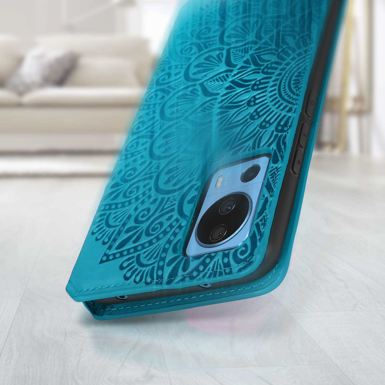 Funda Tarjetero Xiaomi 13 Lite Diseño Mandala Flor azul, Función Soporte  Vídeo - Spain