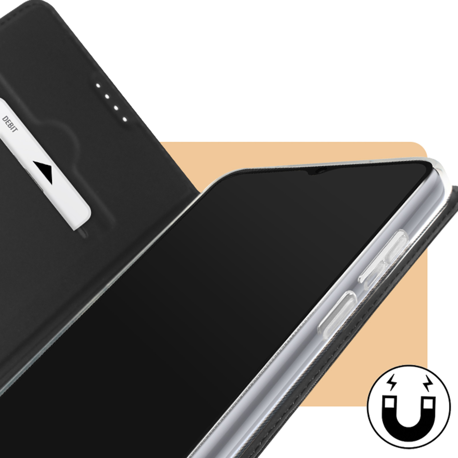 Funda Tarjetero Xiaomi Redmi 12C , Soporte Vídeo Cierre Magnético - Negro -  Spain