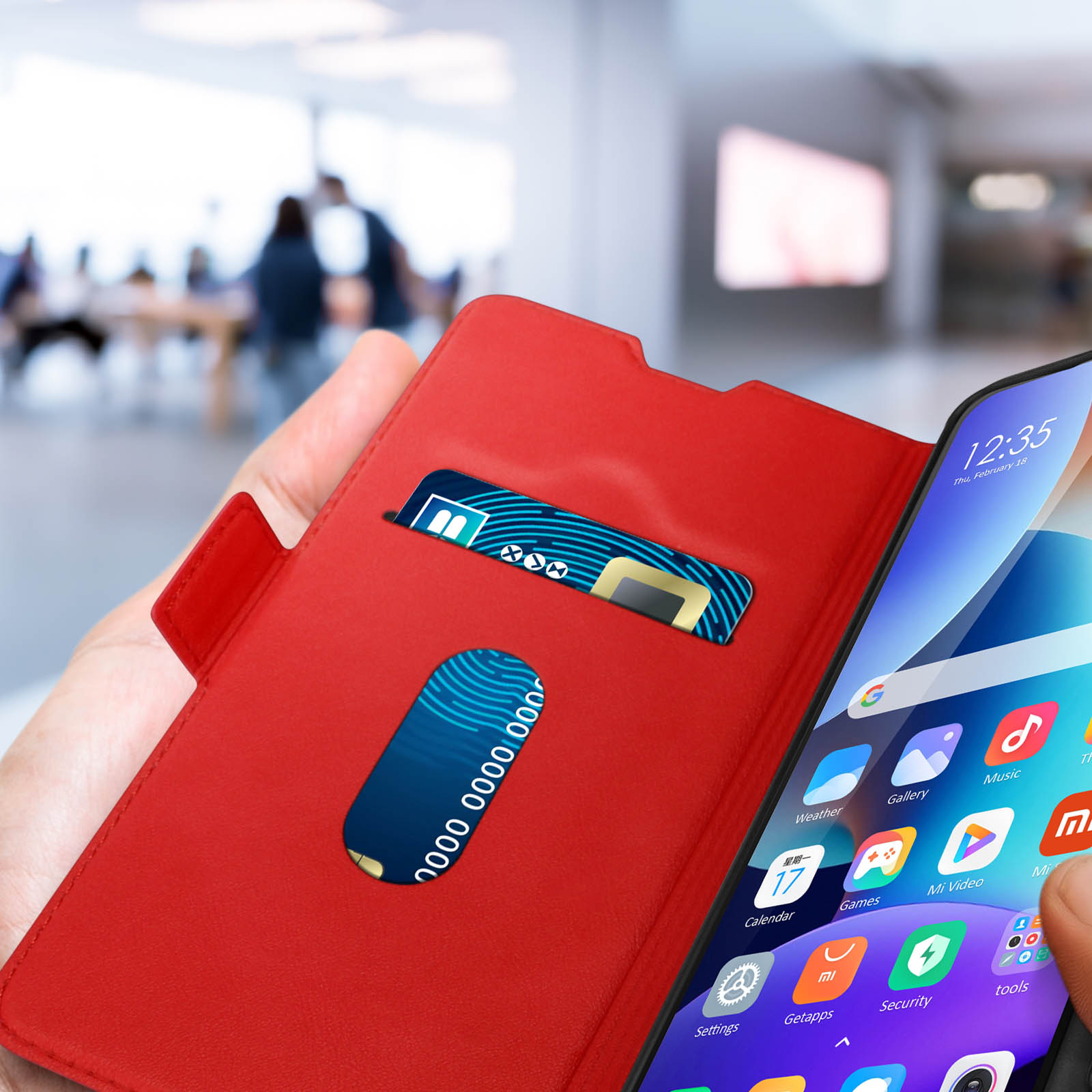 Étui Rouge Ultra-Fin avec Portefeuille pour Xiaomi Redmi Note 12