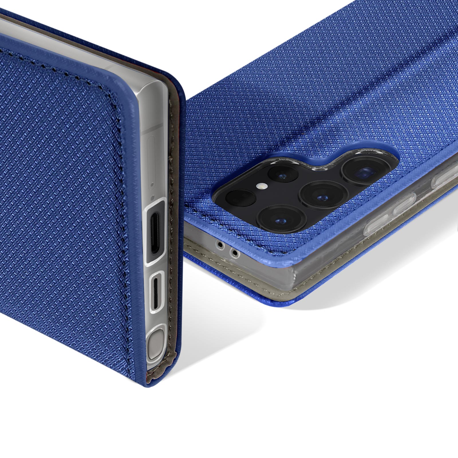 Étui Samsung S24 Ultra Clapet Magnétique, Porte cartes - Bleu Nuit
