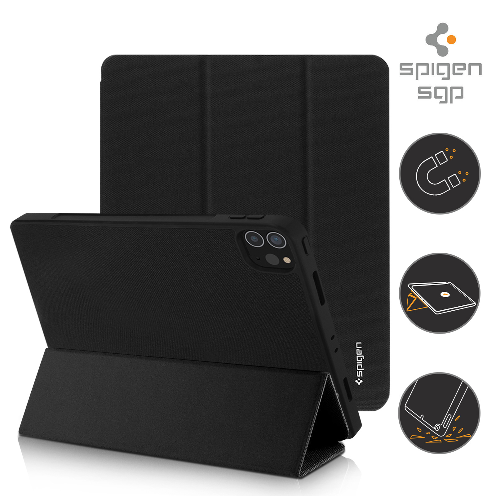 Coque de protection - Etui Apple iPad Pro 12.9 2021 Guess Smart Cover noir  Noir