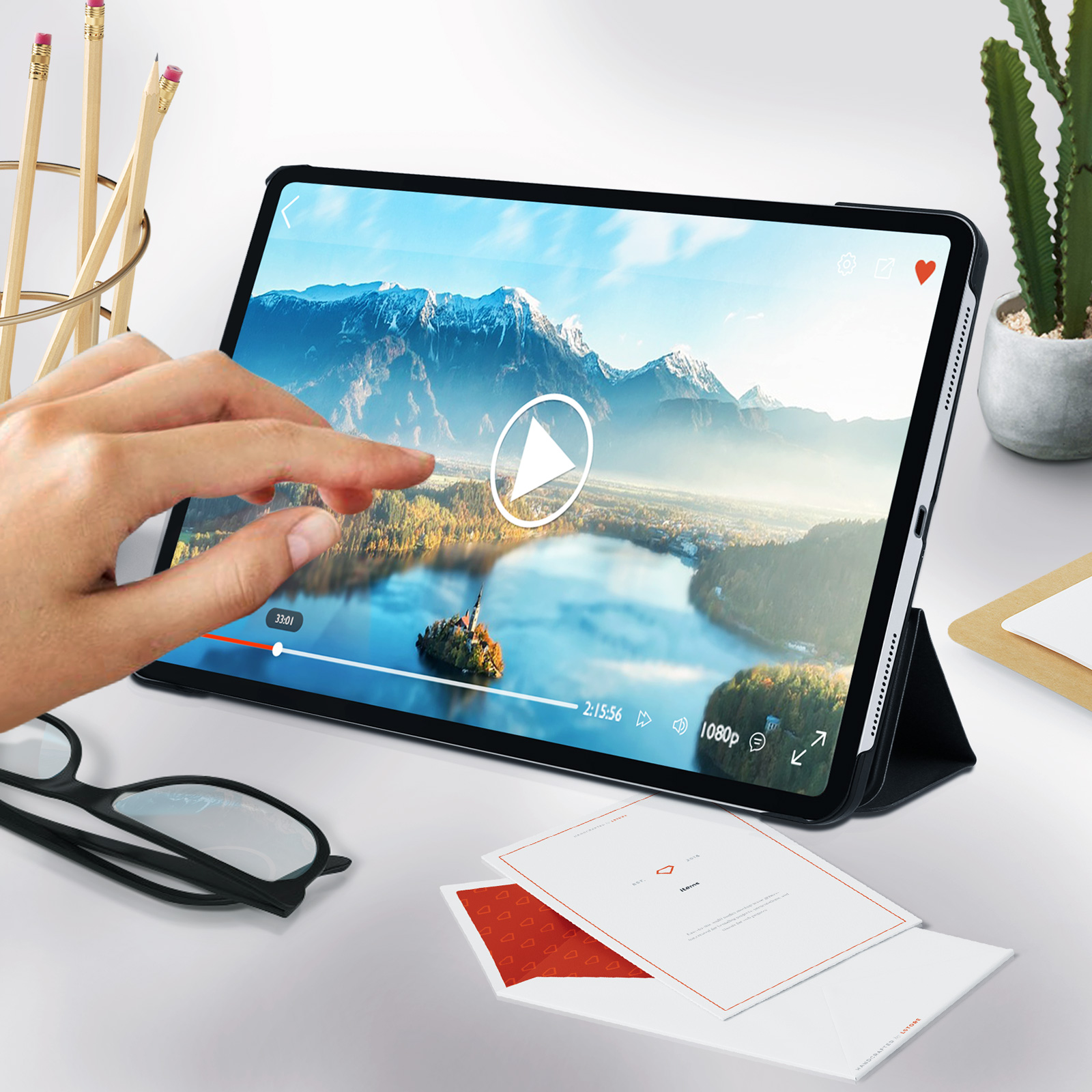 Étui iPad 10 2022, Clapet Magnétique Support Vidéo et Support Clavier -  Gris - Français