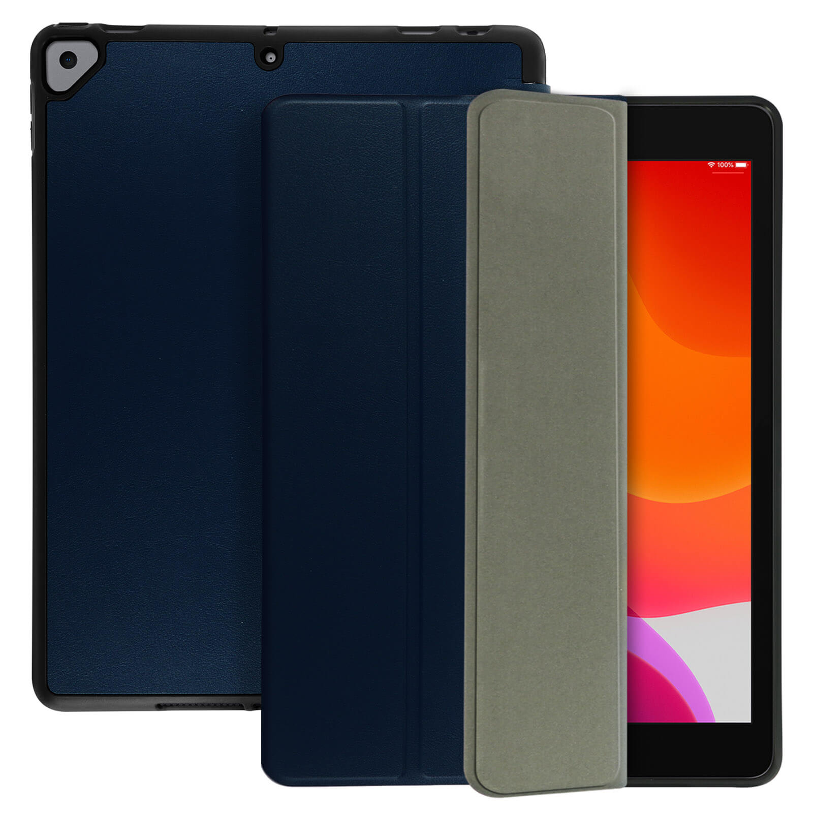 Étui iPad 9 2021, iPad 8 2020 et iPad 7 2019 de protection fonction  Support, Ultra-fin - Bleu Nuit - Français