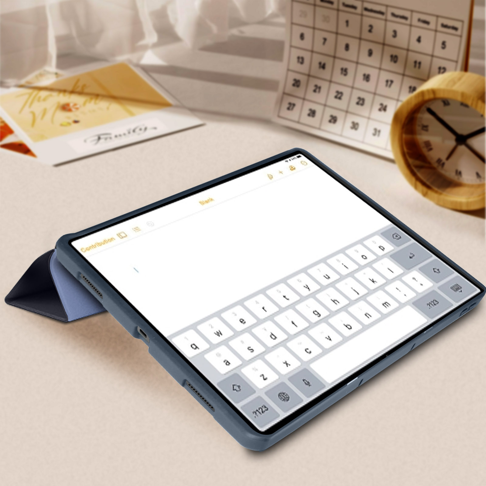 Custodia per Lenovo Tab P12, copertina trifold funzione tastiera / supporto  – blu - Italiano