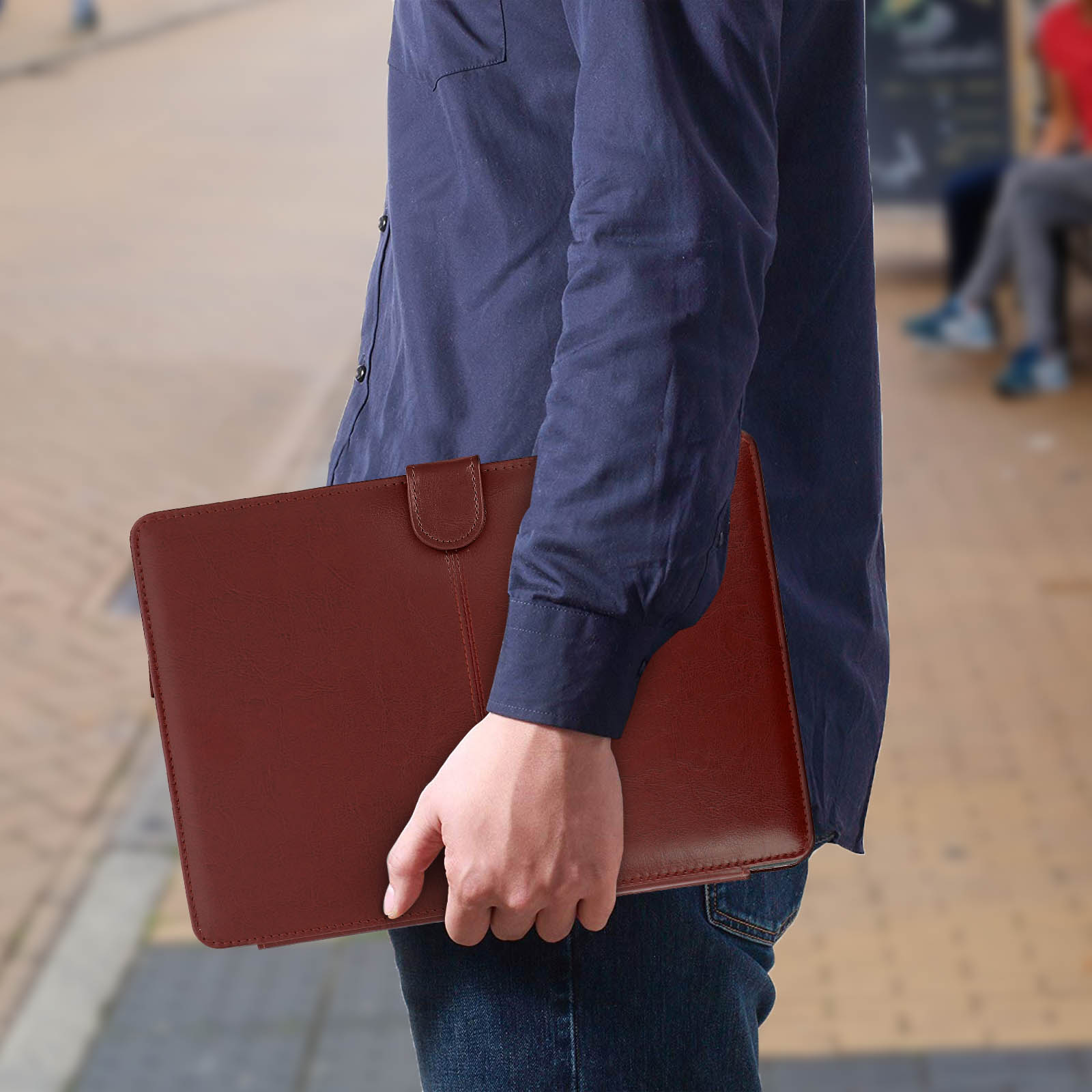 Housse de protection en PU cuir avec sac pour votre adaptateur secteur pour  votre MacBook Air 13.3 Pouce A1369/ A1466 - Marron