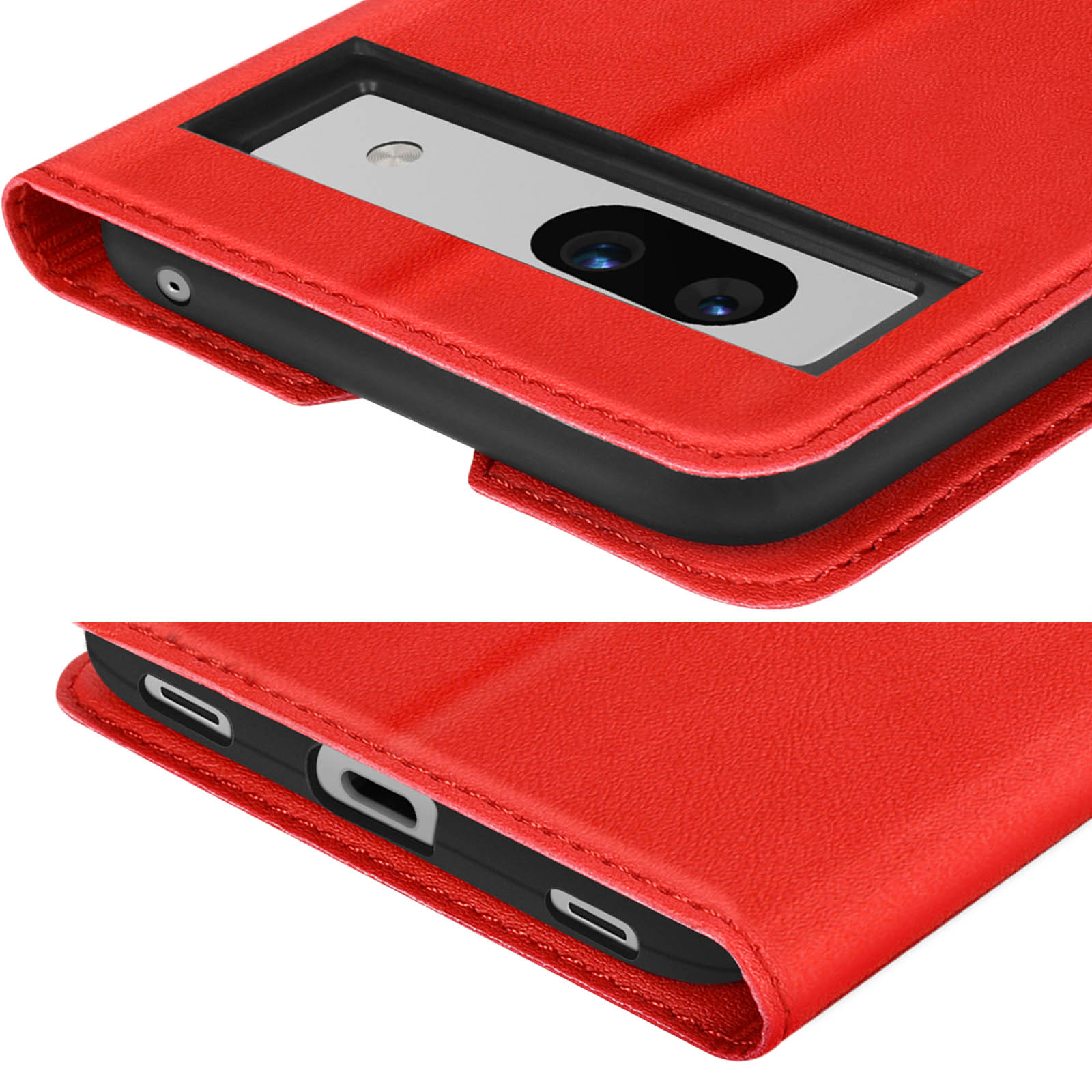 Funda Tarjetero Google Pixel 7a , Soporte Vídeo Cierre Magnético - Rojo -  Spain