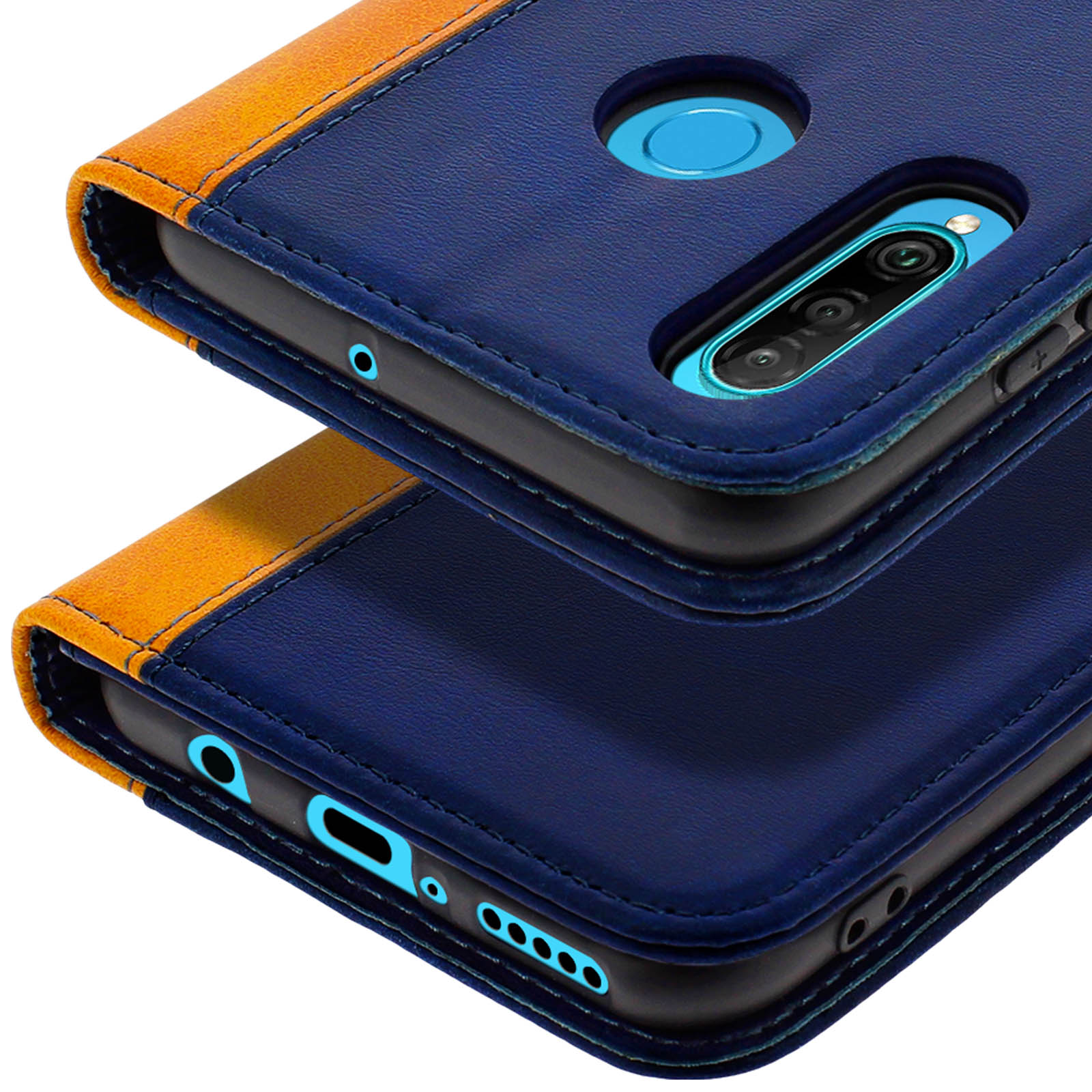 Funda cartera aspecto cuero Bicolor con F. Soporte – Azul oscuro para Huawei  P20 Pro - Spain