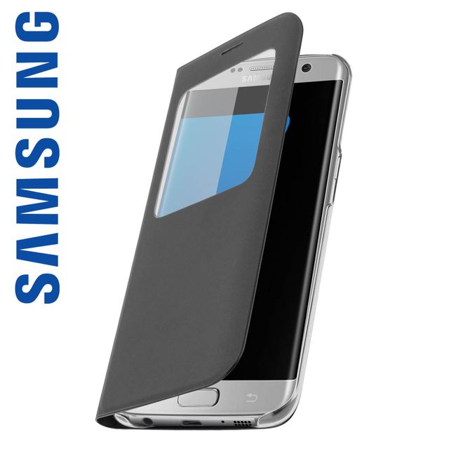 Funda folio con ventana inteligente S-View Cover Original Samsung para Samsung S7 Edge - Negro - Spain