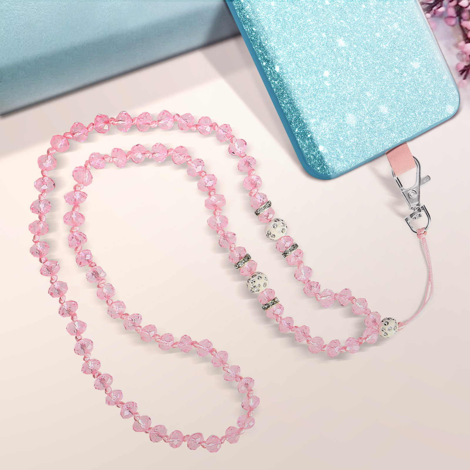 Cordon De Téléphone - Feder - Perles Roses - Bijoux & Accessoires