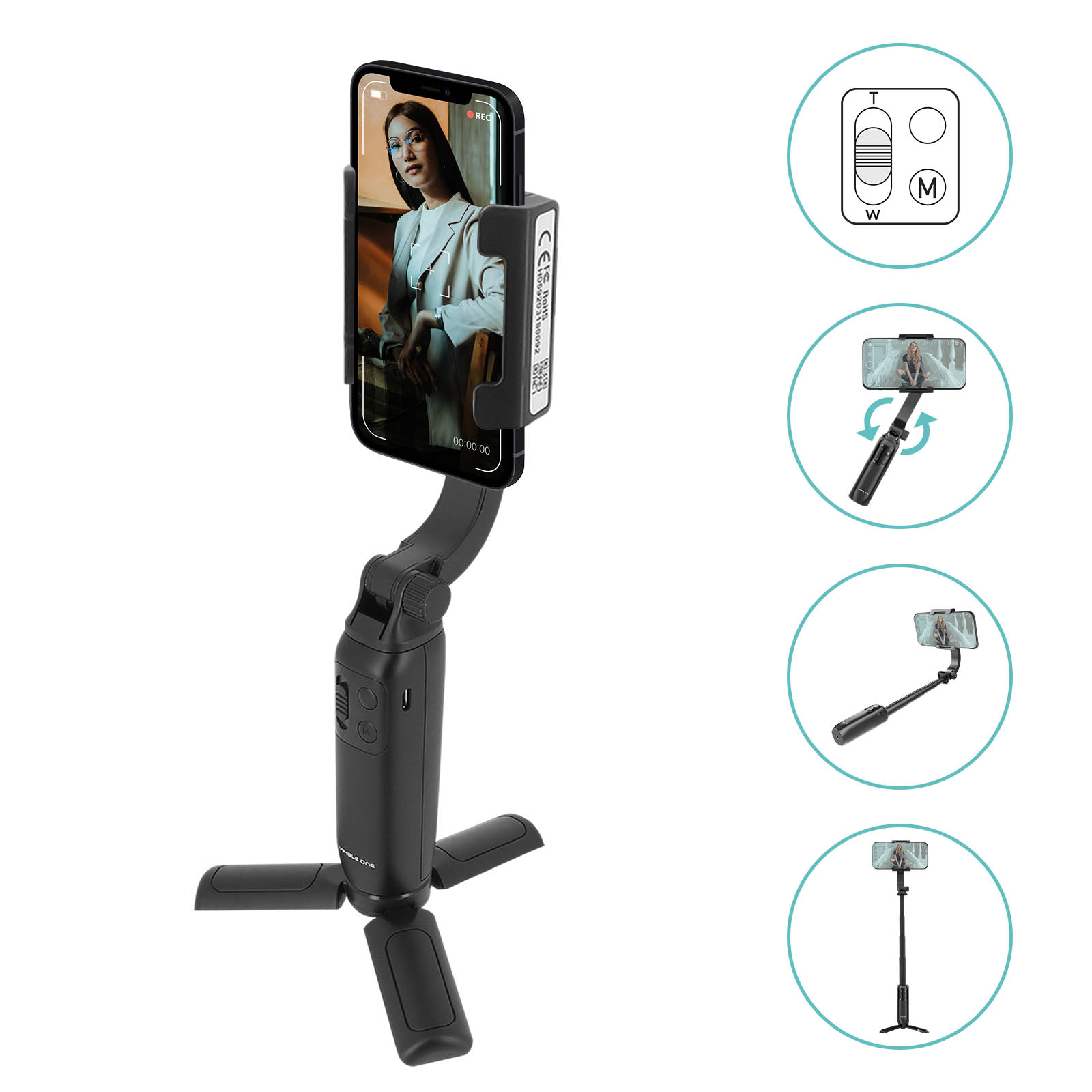 Shot - Mini Perche Selfie pour IPHONE 11 APPLE avec Cable Jack