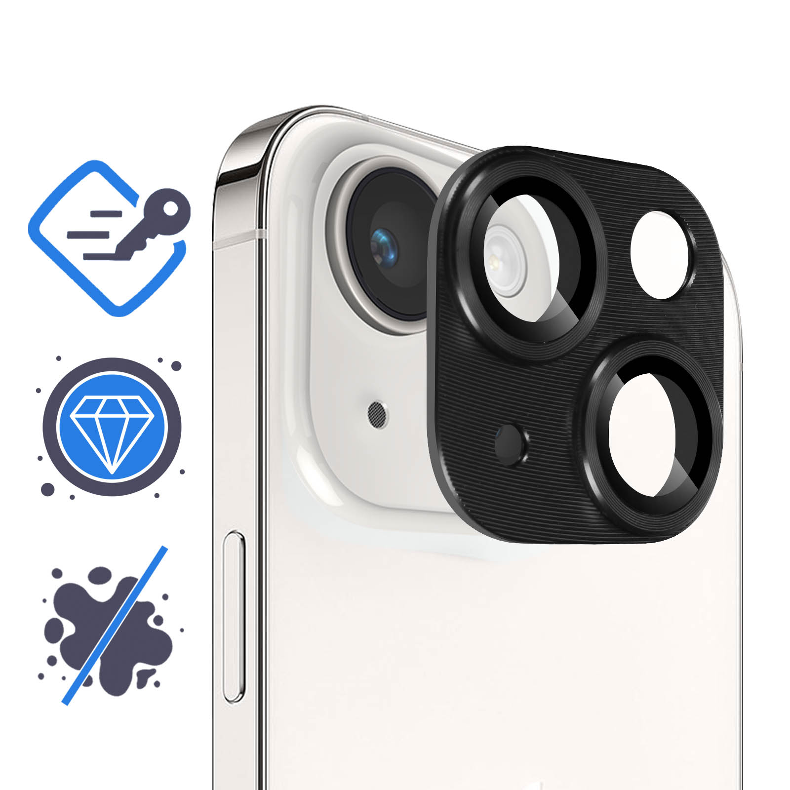 Generic Verre Trempé pour iPhone 14 pro Caméra Protecteur Bague  individuelle en métal Sans Bulle Anti-Rayures Caméra Protecteur D'écran  Film lentill de protection (blue) à prix pas cher