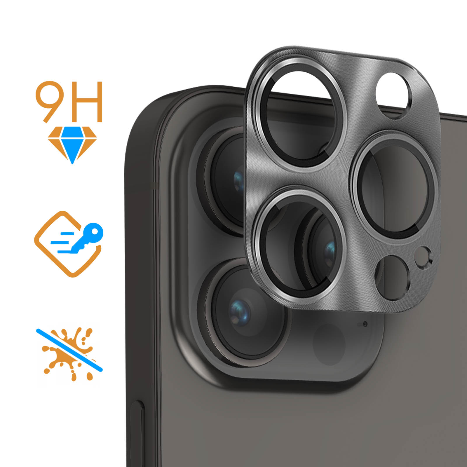 Verre Trempé Caméra pour iPhone 15 Pro et 15 Pro Max, Enkay