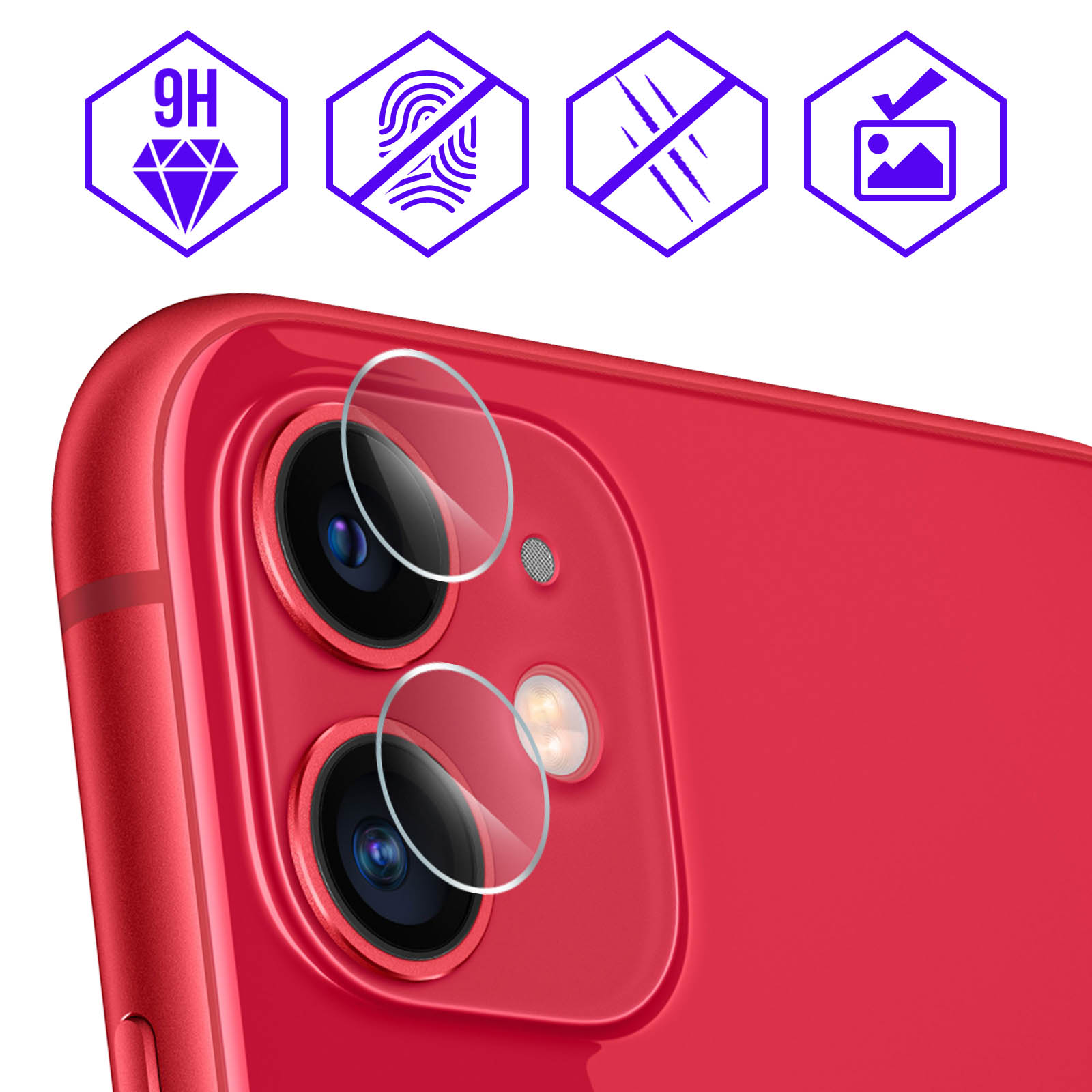 2x films protection caméra apple iphone 11 verre trempé anti-trace  transparent GLASCAM-CL-IP11 - Conforama