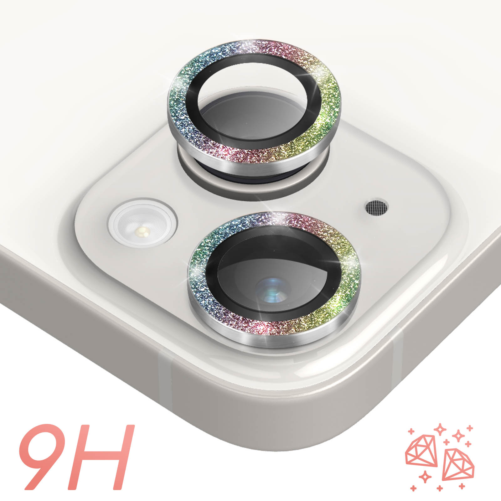 Protection Caméra Paillette iPhone 14 et 14 Plus, Verre Trempé 9H -  Multicolore