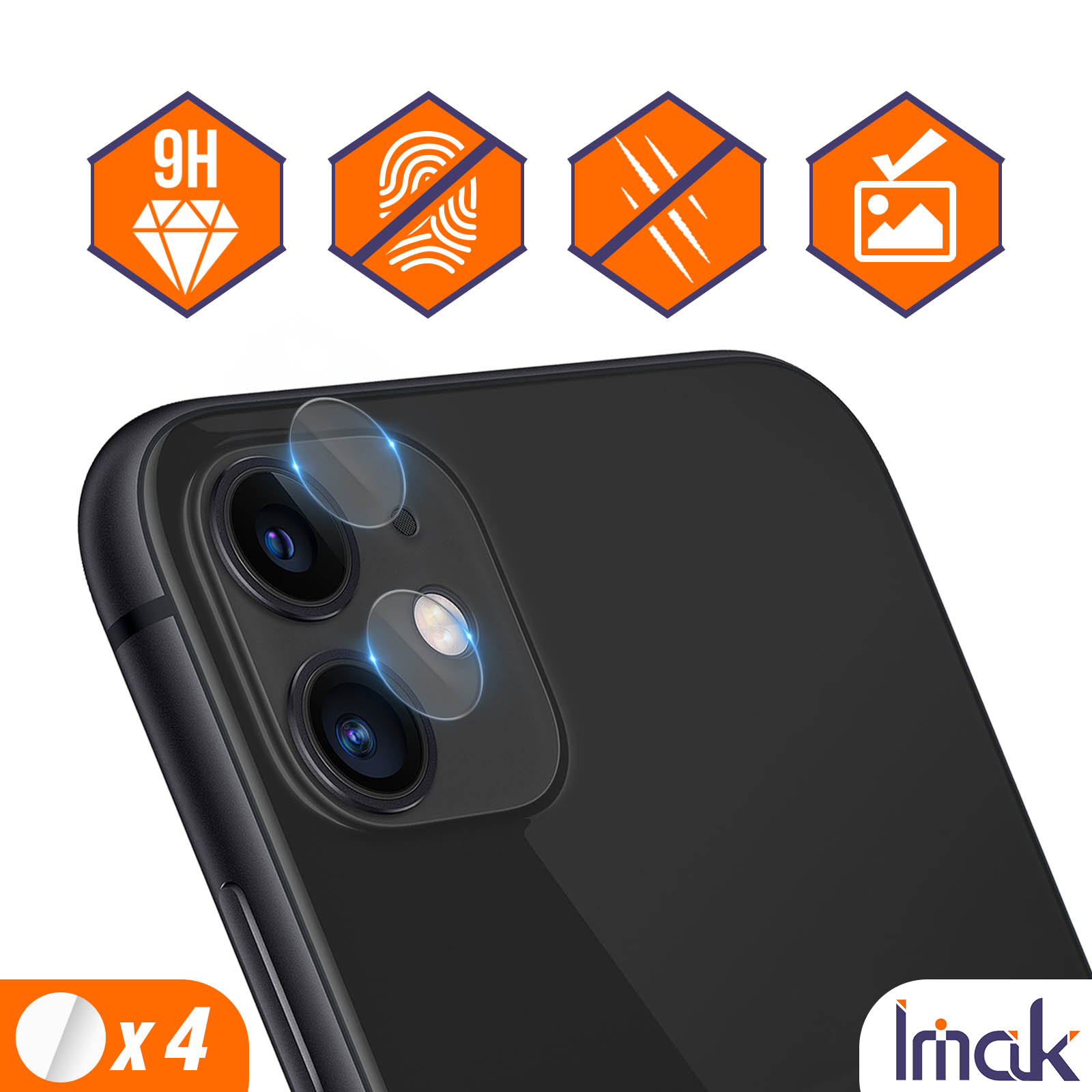 4x Films de protection Caméra Arrière, iMak - Transparent p. Apple iPhone 11