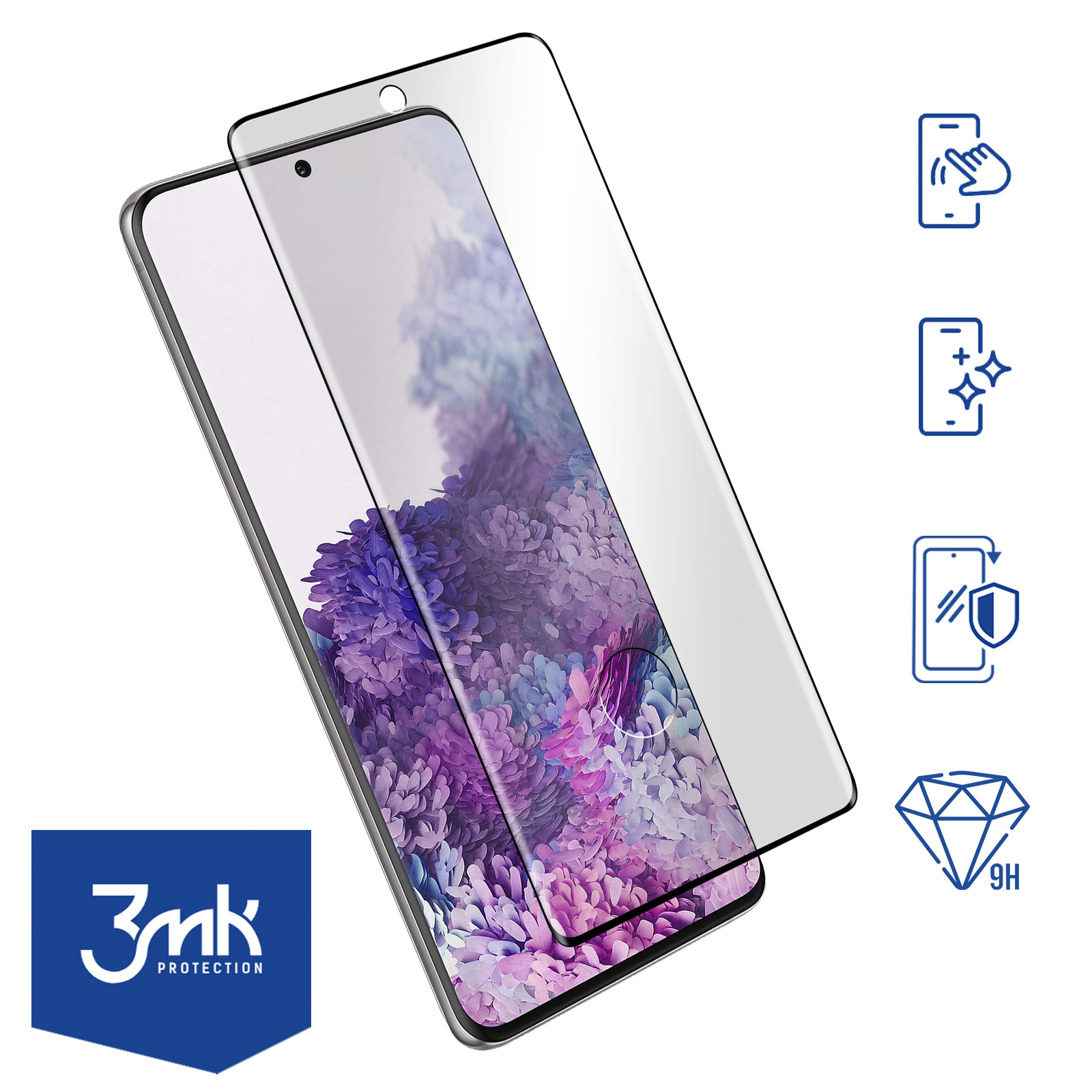 Verre trempé Samsung S20 Plus, Bords Renforcés, compatible empreinte, 3mk  Hardglass Max Fingerprint - Noir - Français