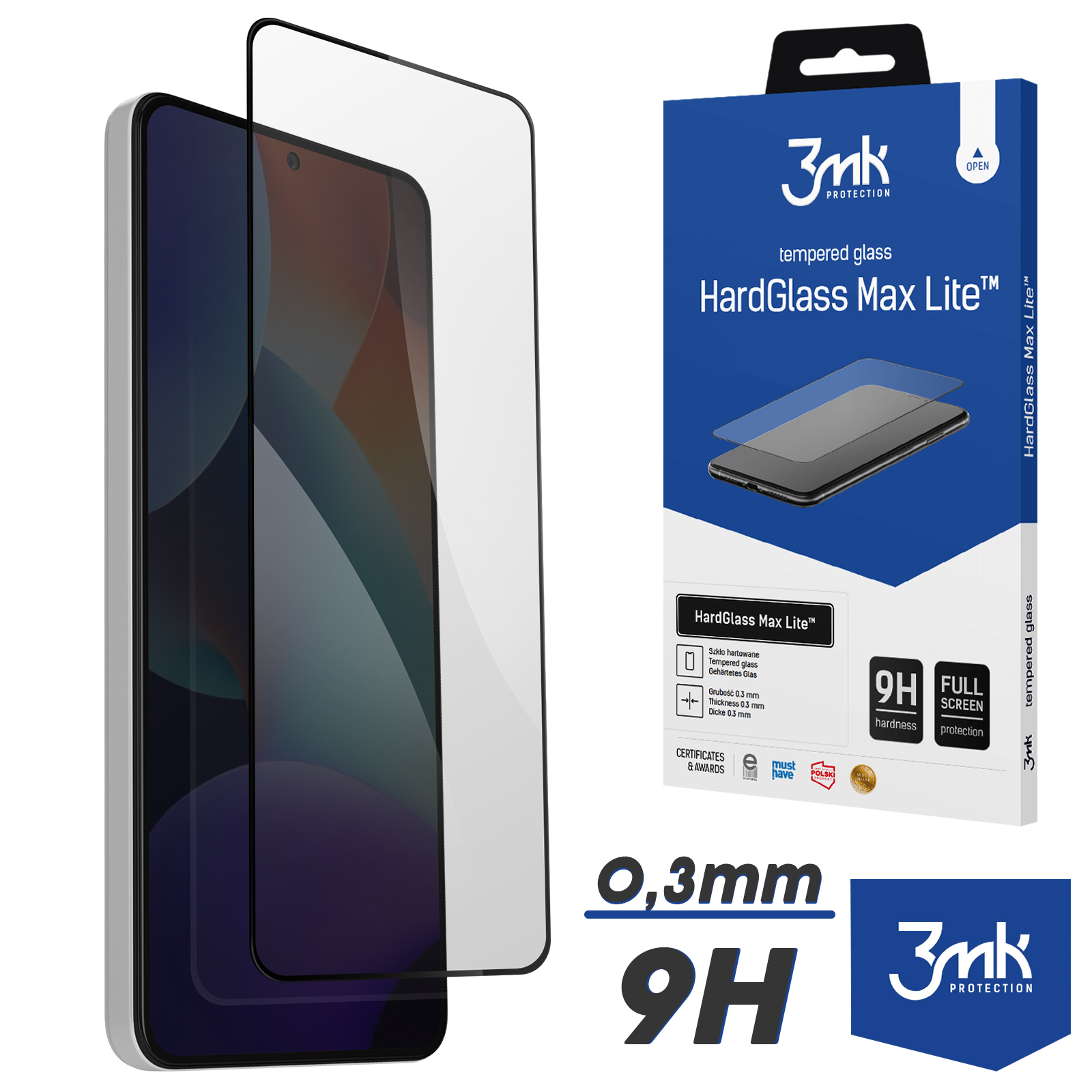Verre Trempé Xiaomi Redmi Note 12 Pro et 12 Pro Plus, Haute Résistance  Dureté 9H, Série Hardglass Max Lite 3mk - Noir - Français