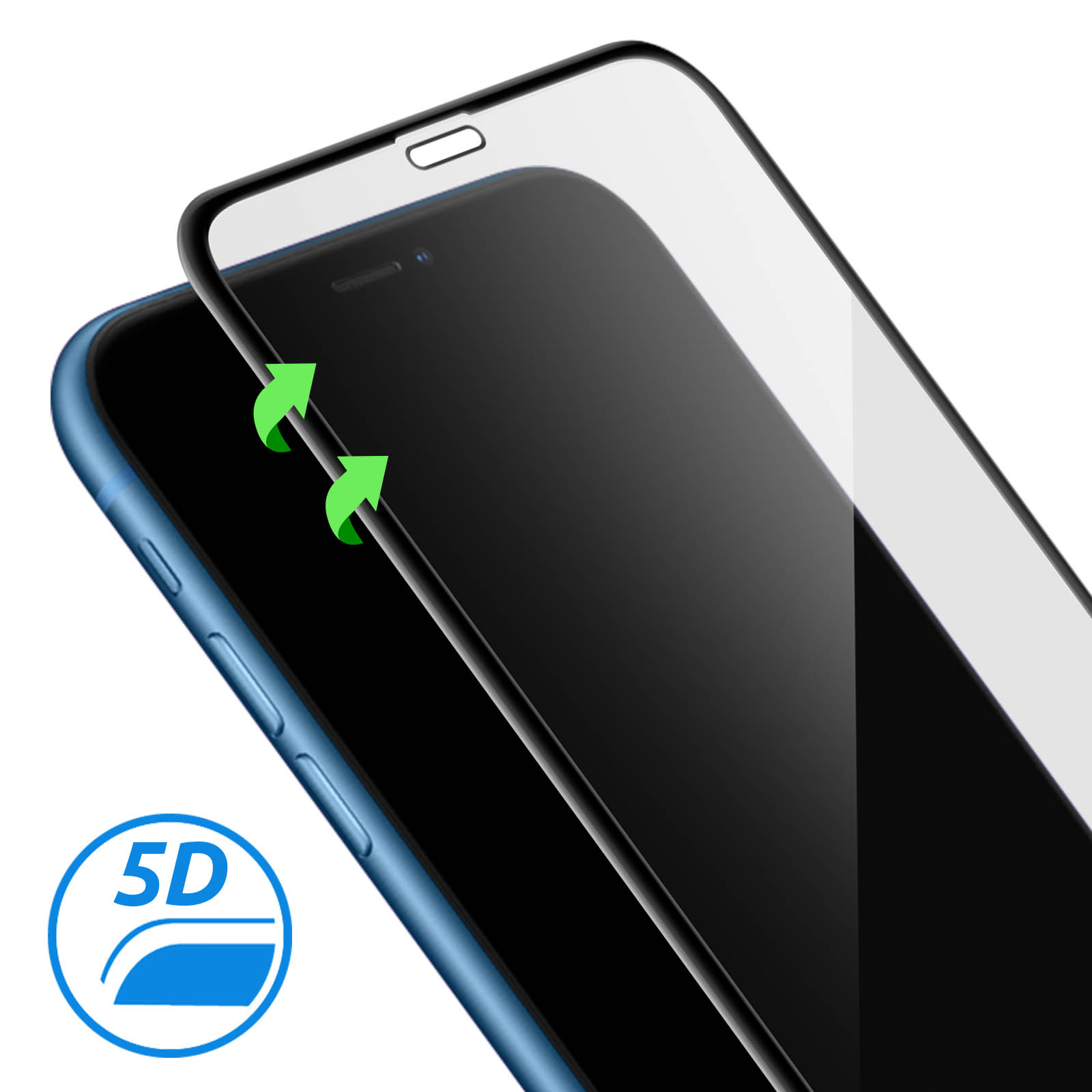 Film écran en verre trempé 5D Full Cover - Contour Noir p. Apple iPhone XR  - Français