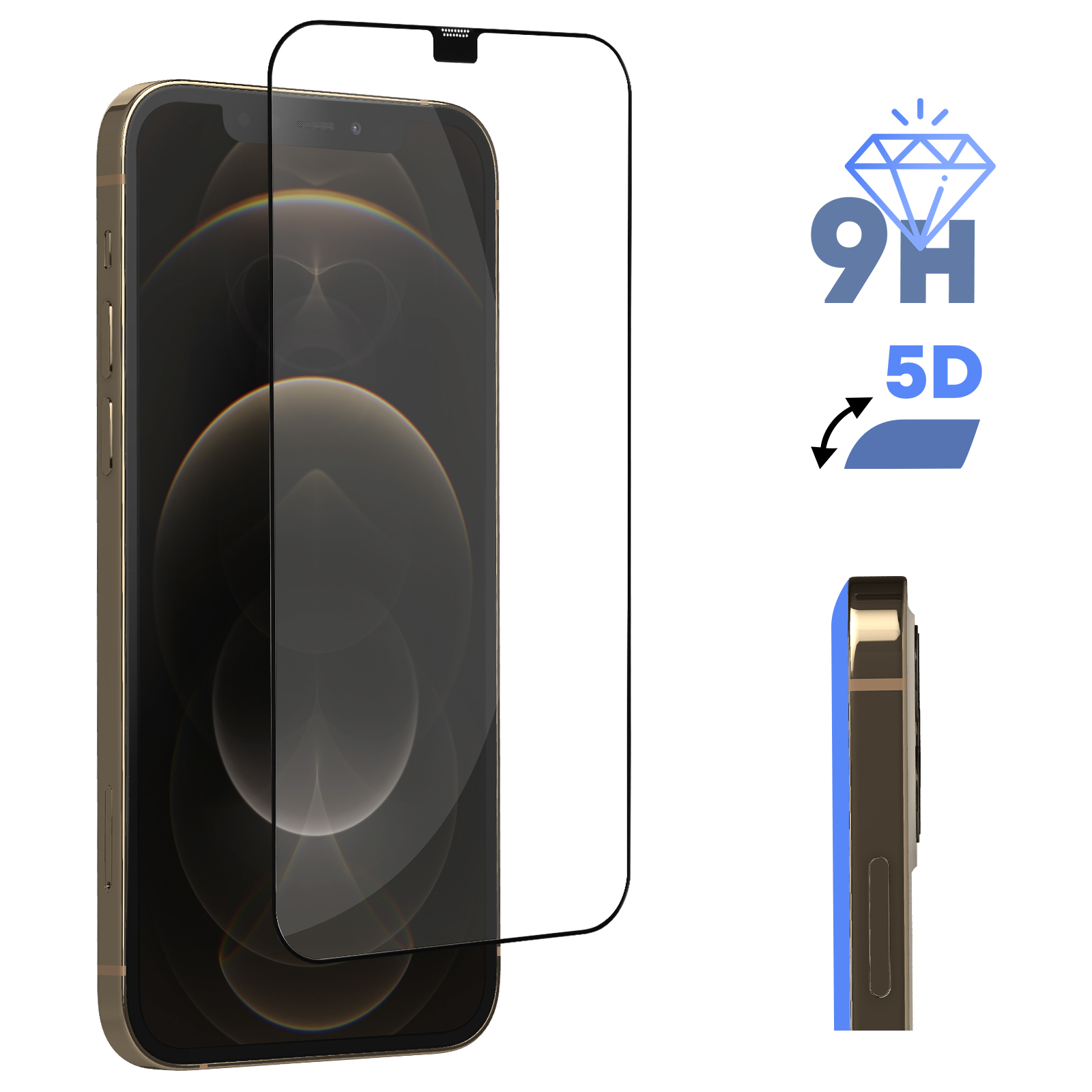 Film en verre trempé 5D iPhone 12 et 12 Pro Noir - Accessoires