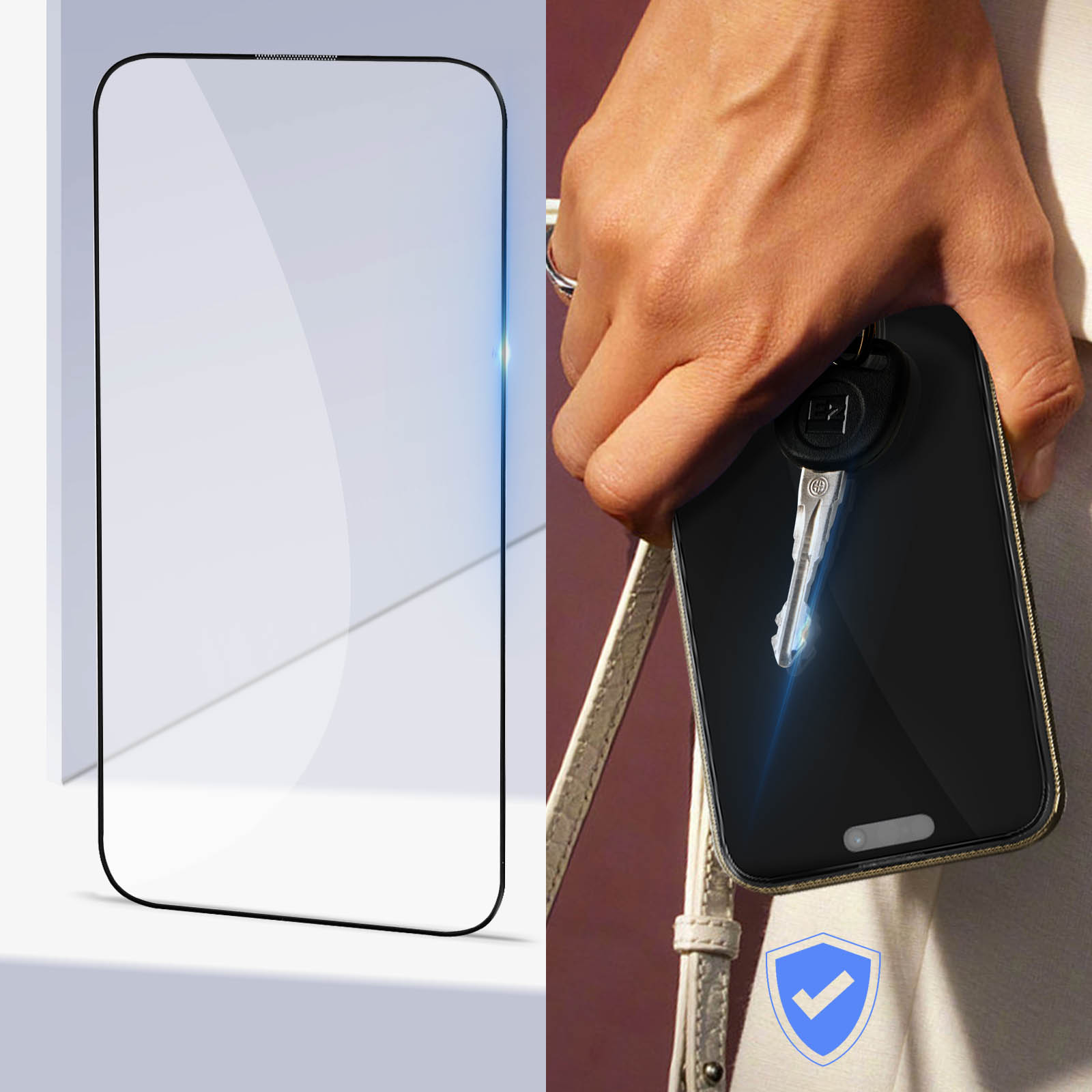 Protection d'écran verre trempé iPhone 15 Pro avec applicateur