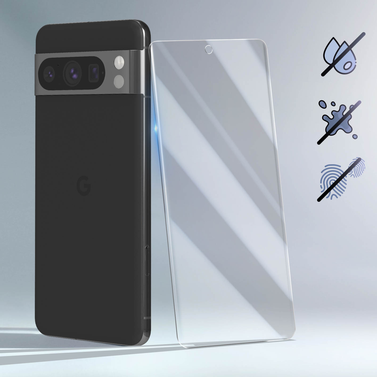 Cristal Templado Google Pixel 8 Pro, Dureza 9H con Bordes Biselados 2.5D,  Bigben - Transparente Contorno Transparente - Spain