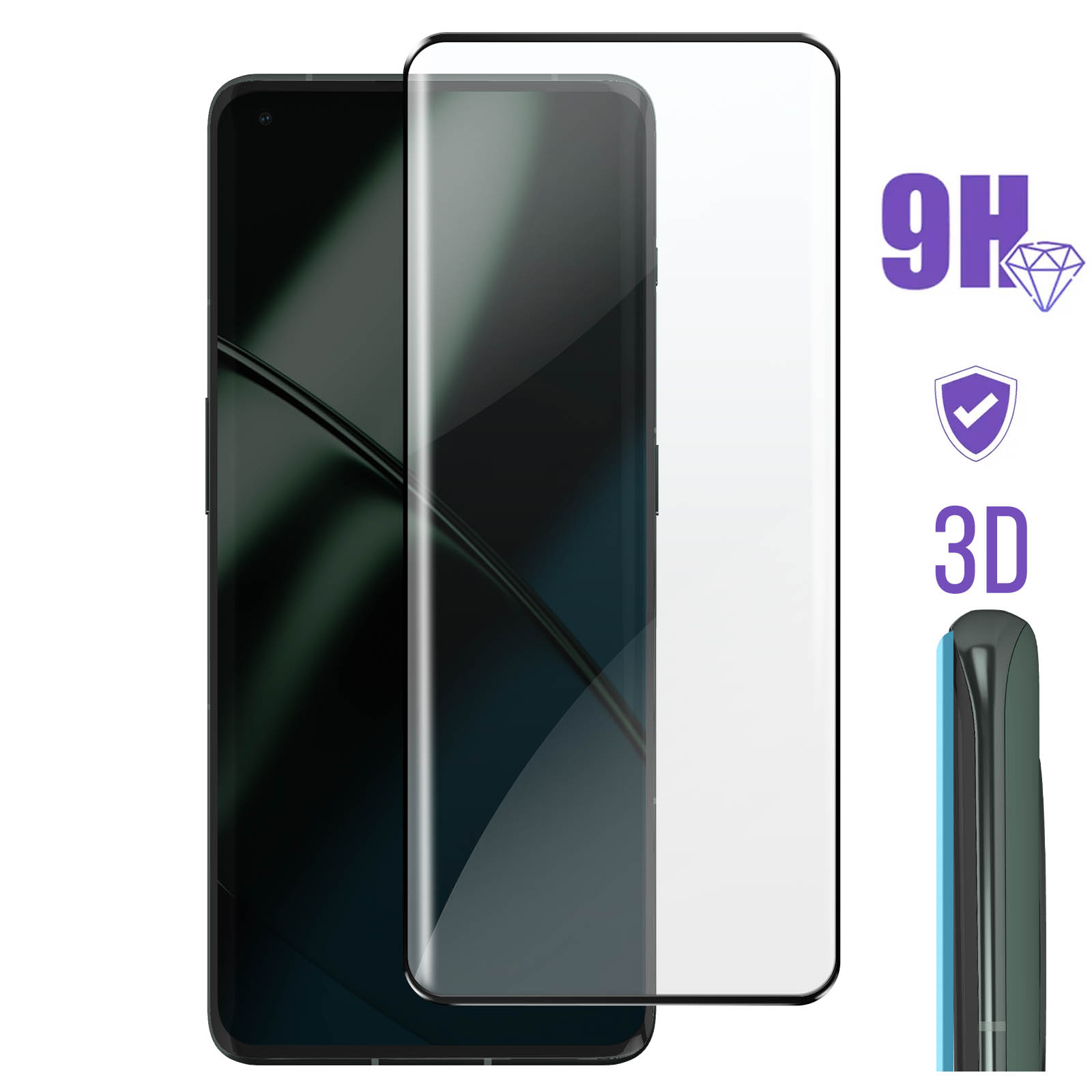 Protecteur d'écran en verre trempé OcioDual Premium 9D bord noir