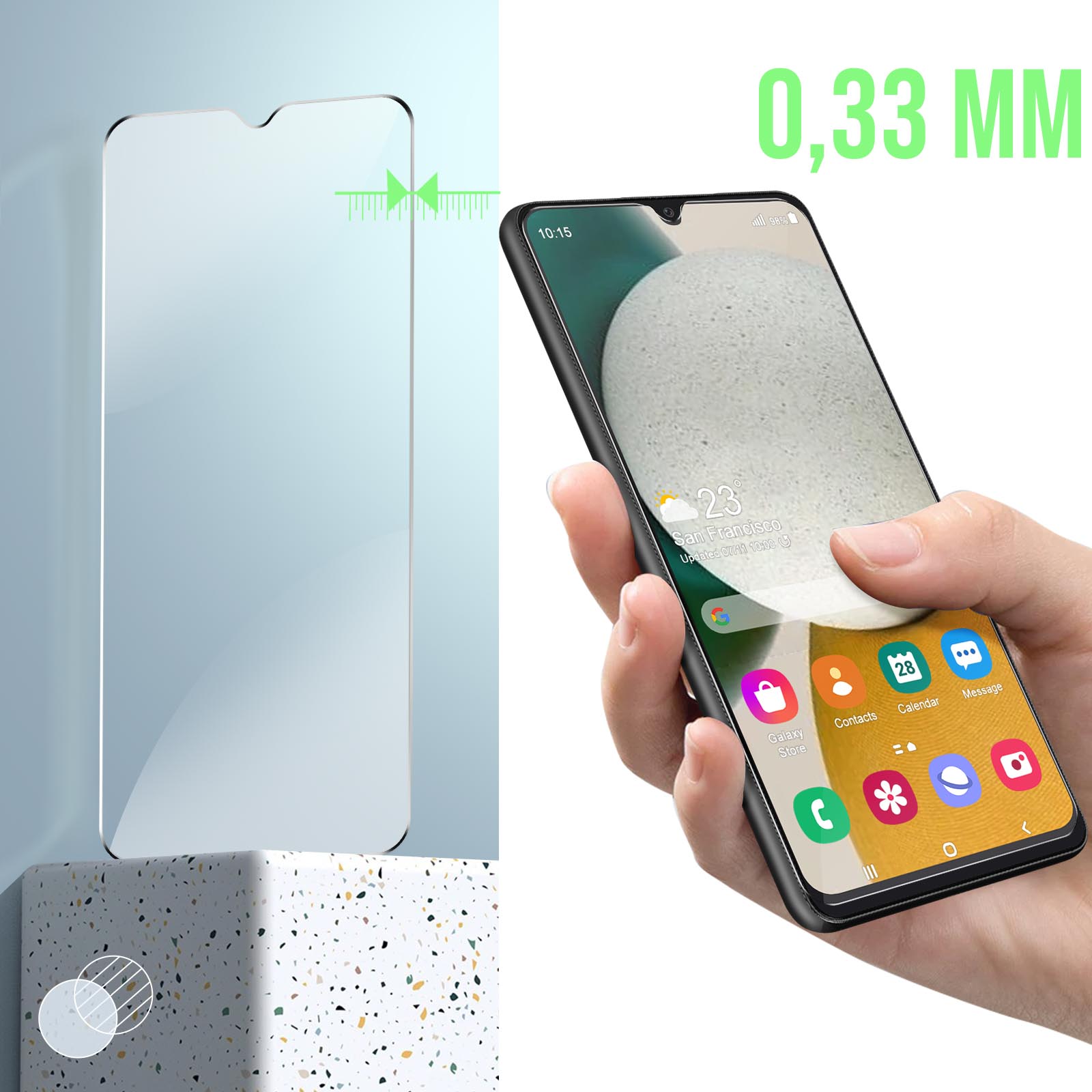 WFTE [Lot de 2 Verre Trempé pour Samsung Galaxy A34 5G, 0,26mm Film de  Protection d'écran avec Haute Transparence à 99%, Anti-Trace Protecteur  avec Dureté 9H Glass : : High-Tech