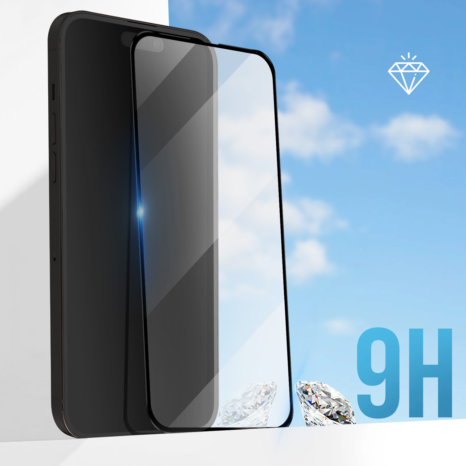 Cristal Templado iPhone 15 Plus y 15 Pro Max Gran Resistencia con Borde  Negro Adhesivo - Spain
