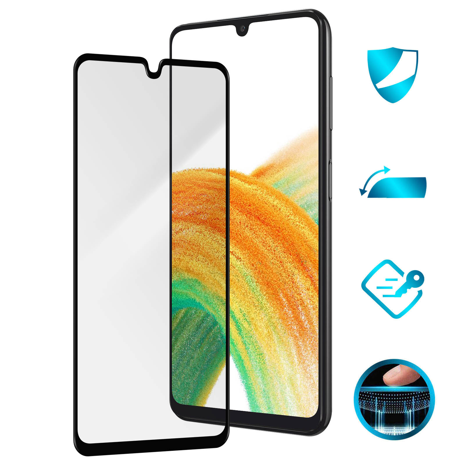 Verre Trempé Samsung Galaxy A33 5G, Protection Ultra-Résistante,  Anti-Rayures et Anti-Traces avec Adhésion Totale - Contour Noir