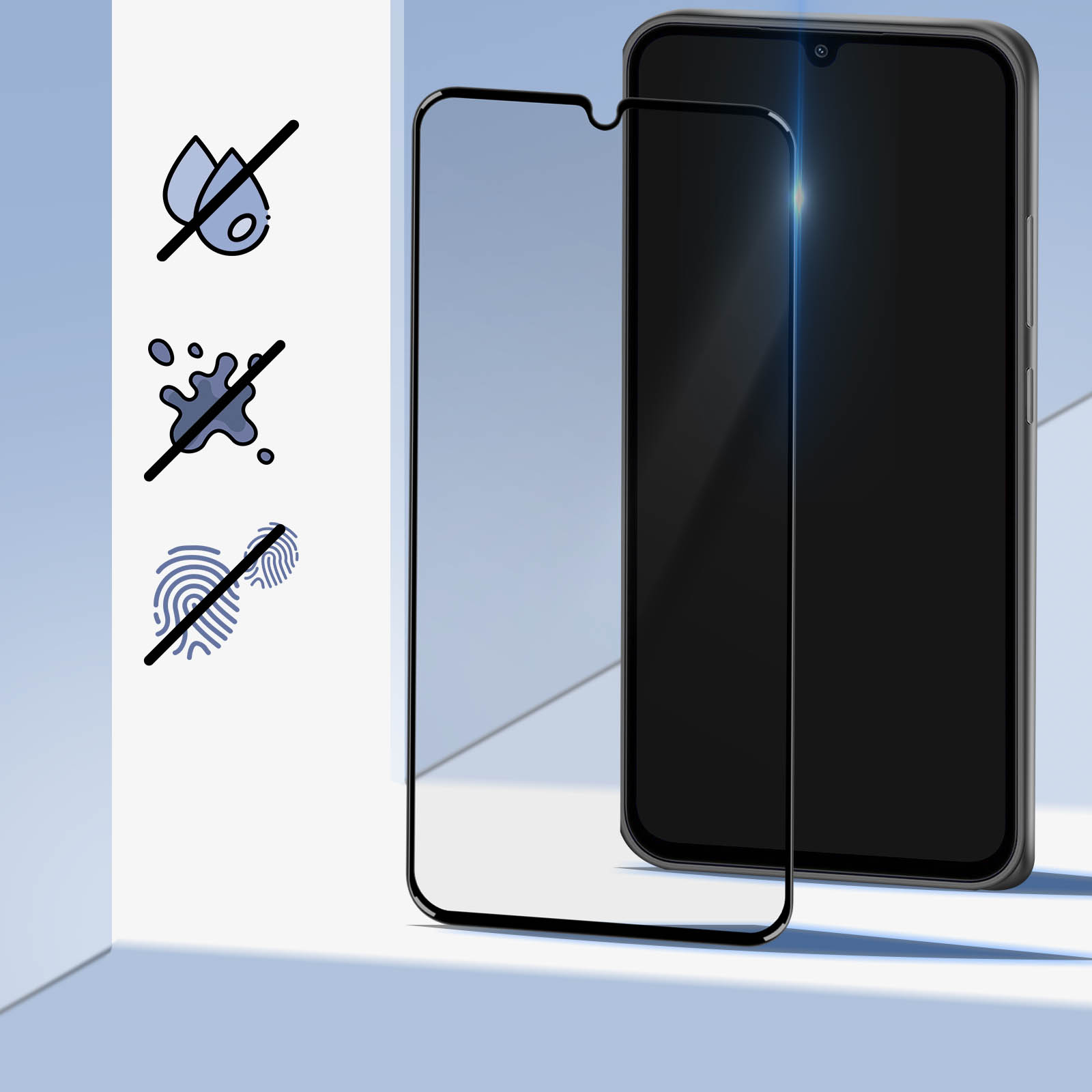 Pour Samsung Galaxy A55 5G NORTHJO A ++ Protecteur d'écran Film de verre  trempé d'impression en soie pleine colle (noir)