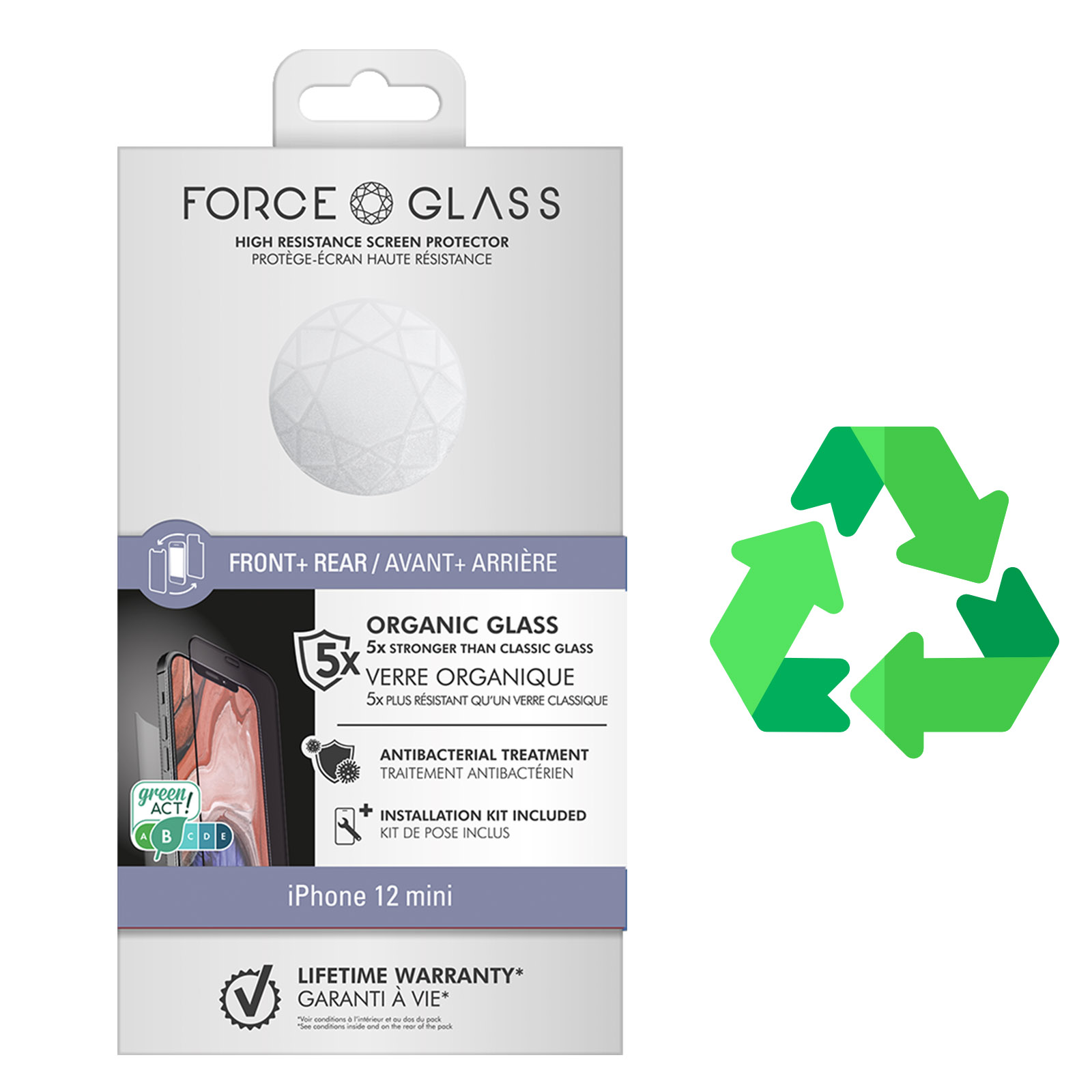 Protège-Ecran En Verre Organique Force Glass : iPhone 12