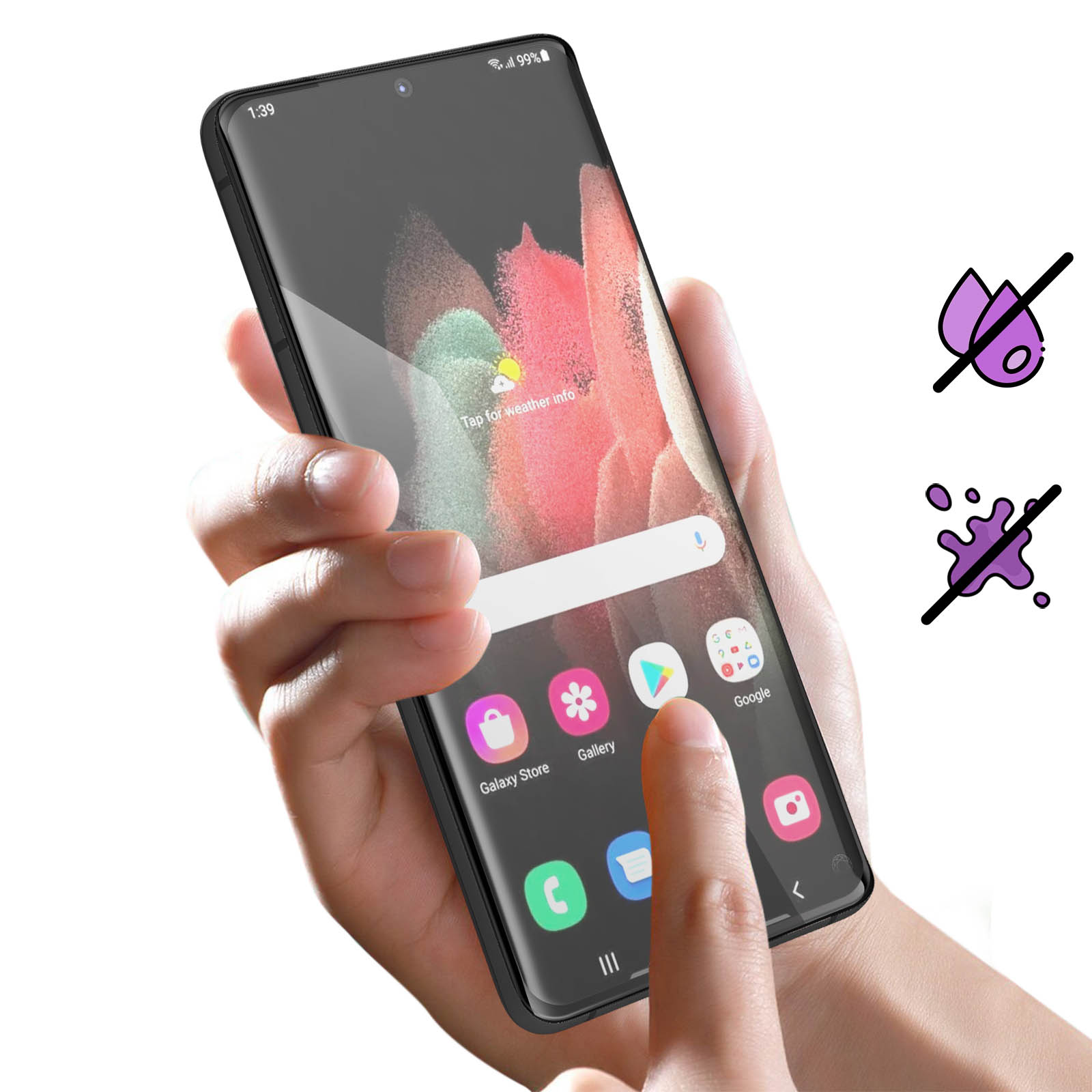 Verre trempé Force Glass Samsung Galaxy S21 Ultra avec Garantie à vie, Bord  Incurvé Noir - Français