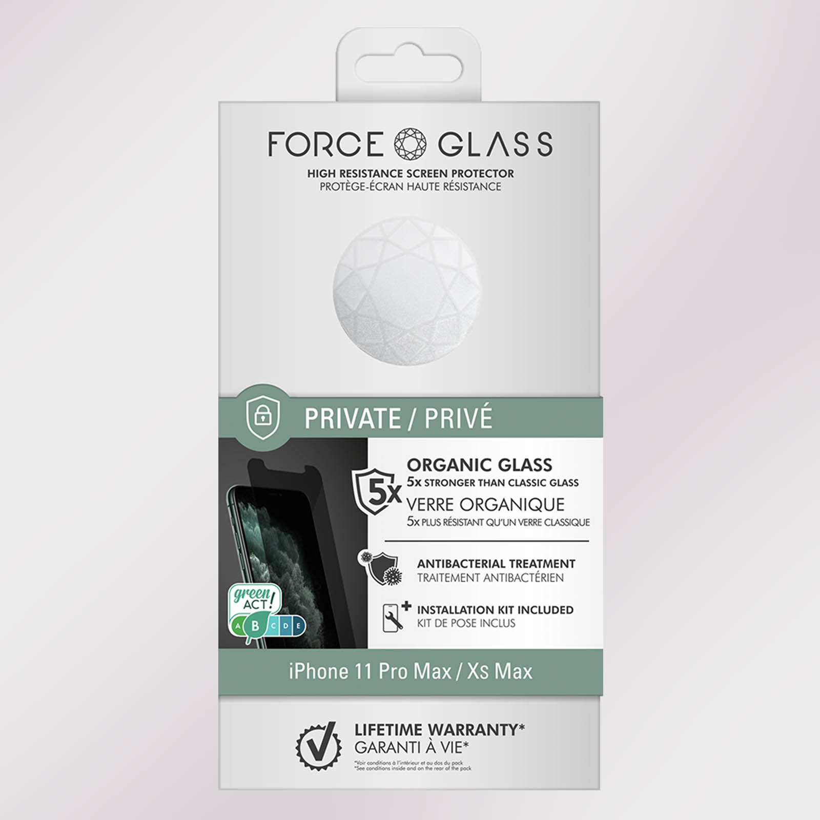 Force Glass Protège-écran en verre organique recyclé pour Apple