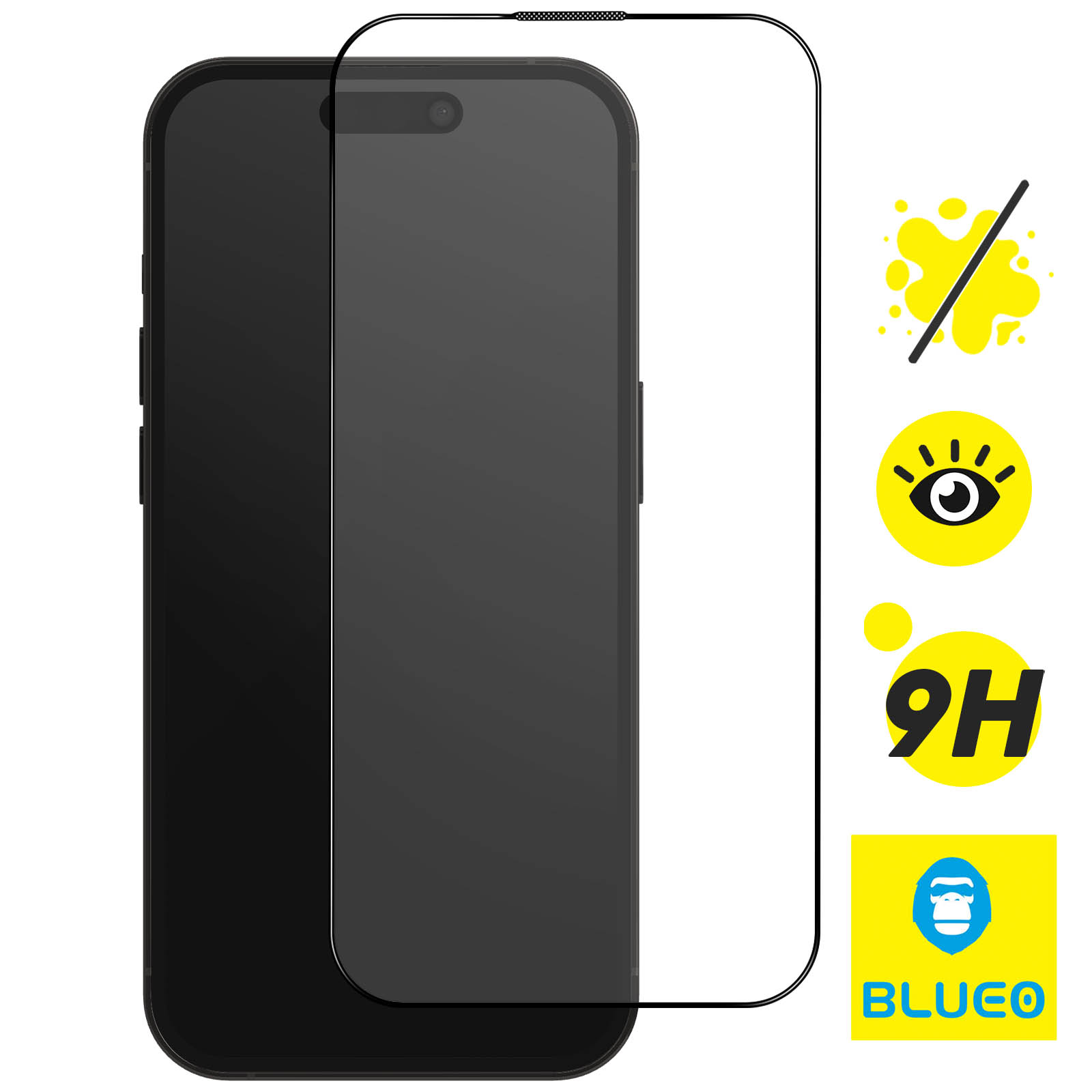 Verre Trempé iPhone 14 Pro Max, Mat Anti-reflets et Bords Biseautés 5D,  Blueo - Noir - Français