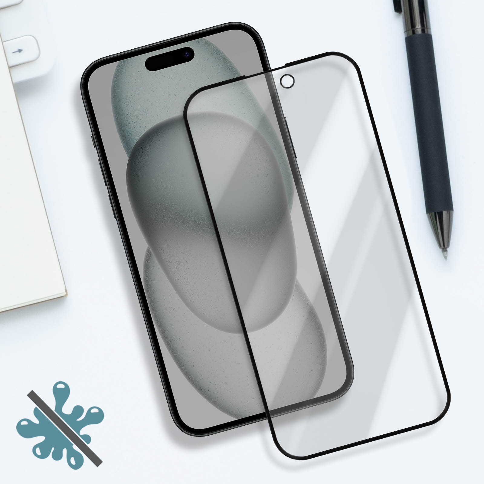 Casecentive Vitre de protection en verre trempé 3D - Anti-Espion - iPhone 15  Pro