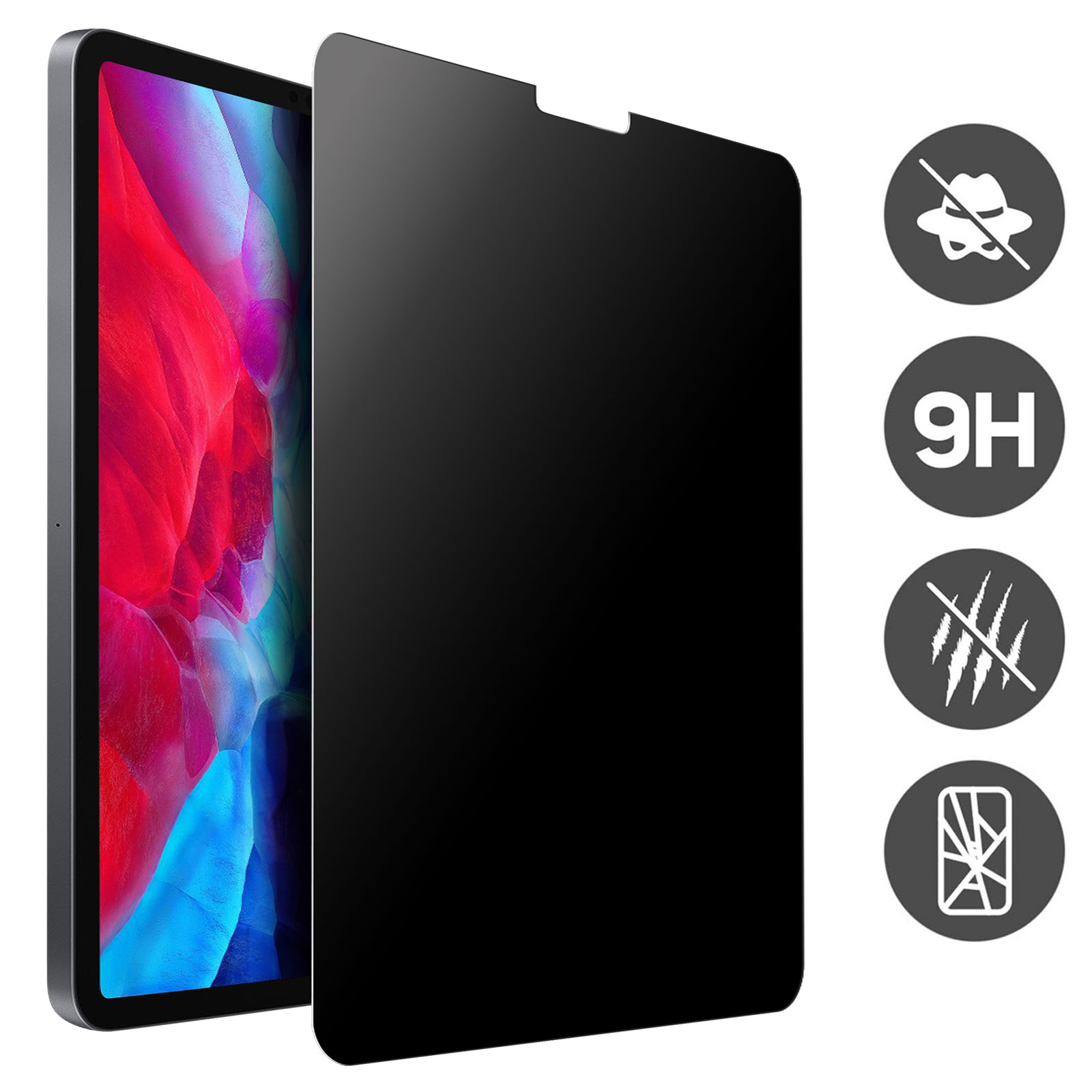 Verre Trempé Anti-espion - Noir pour iPad Pro 12.9 2022, 2021, 2020, 2018