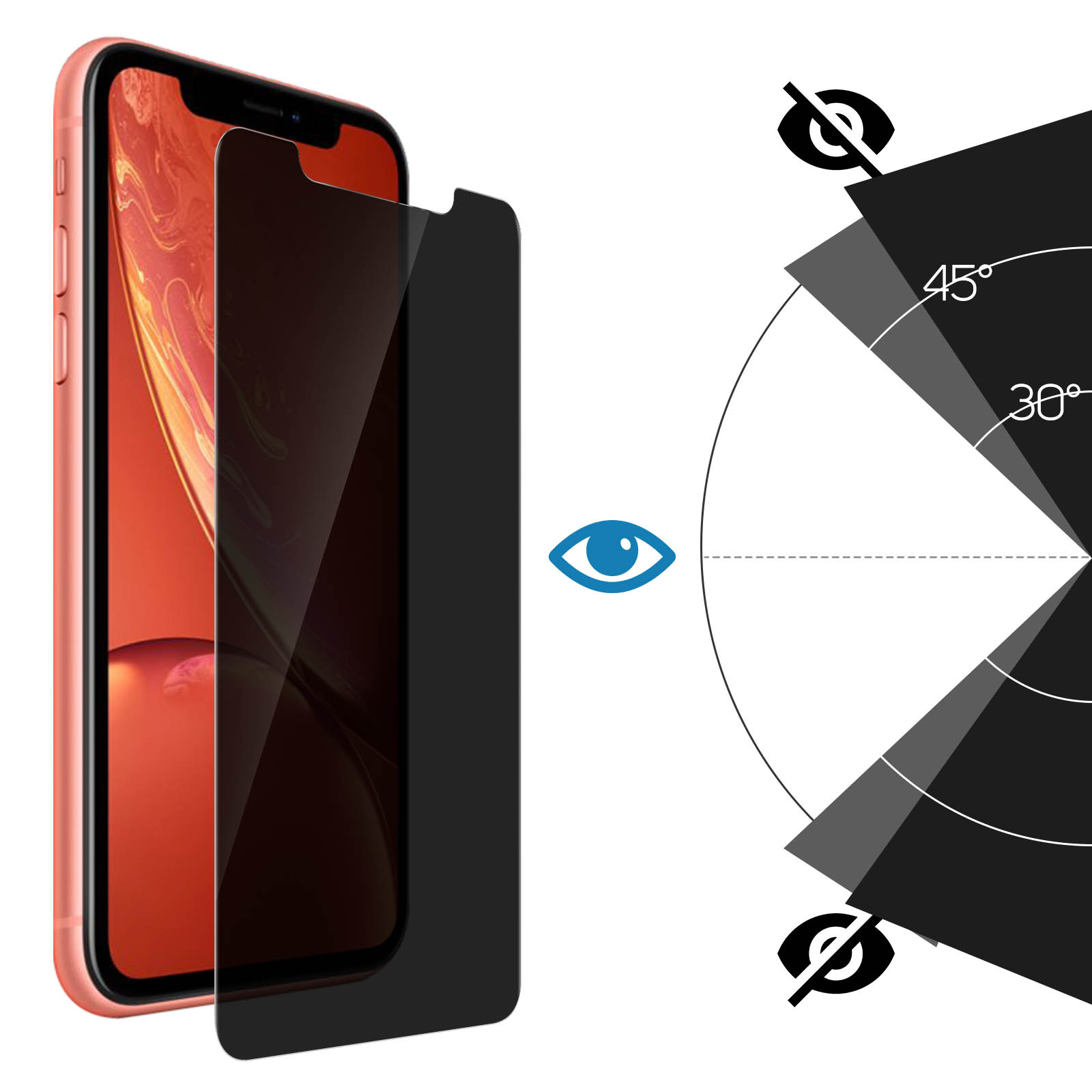 Film écran Anti-espion en Verre trempé teinté 2.5D, Résistance 9H p. Apple iPhone  11 et XR - Français