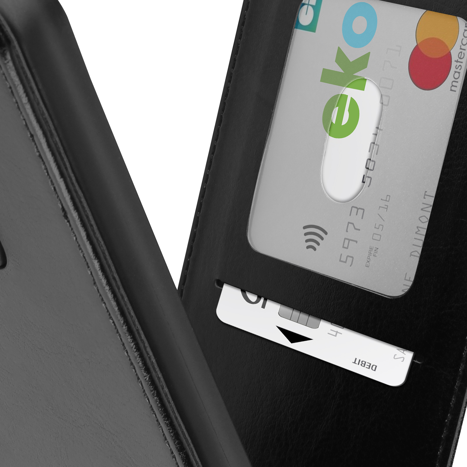 Funda bivalva vertical Xiaomi Redmi Note 13 Pro, almacenamiento de tarjetas  - Negro - Spain