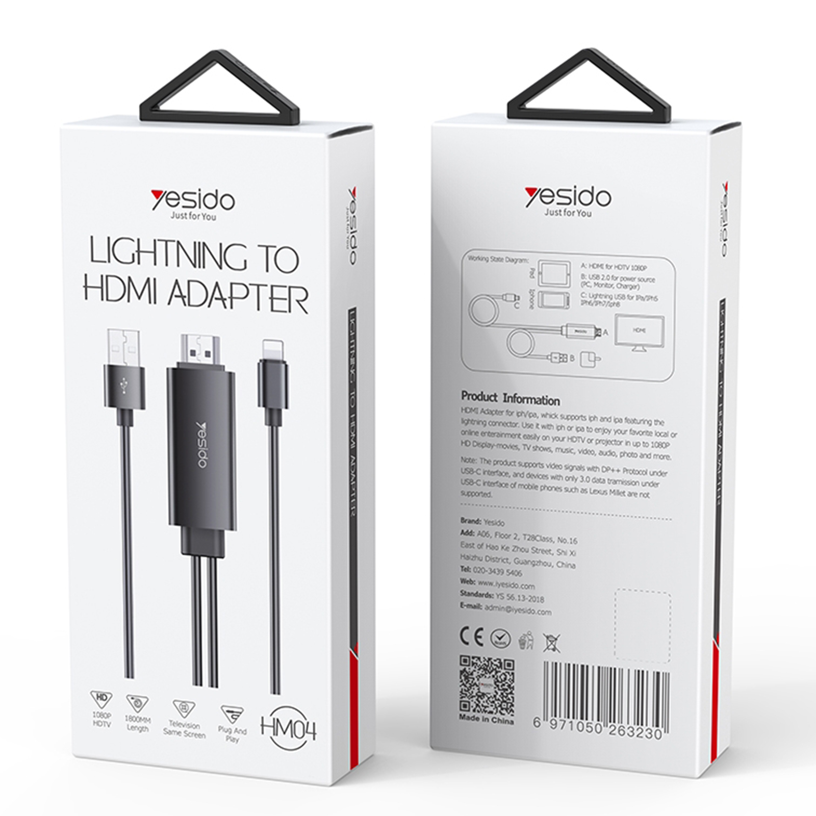 Adaptador YESIDO Lightning a HDMI iPhone iPad Apple YESIDO