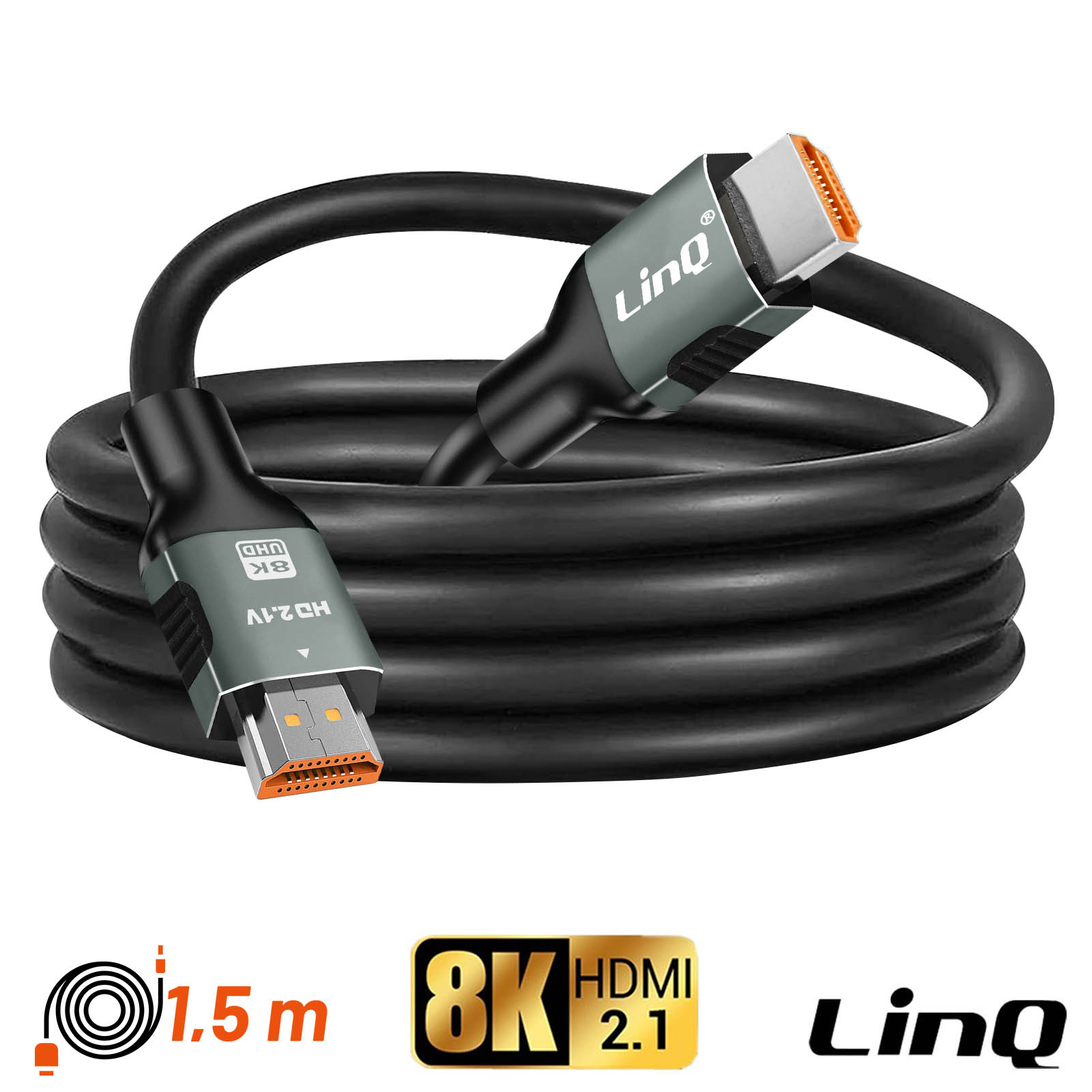 Câble HDMI 8K Ultra HD 1.5m LinQ - Câble HDMI 2.1 Noir - Français