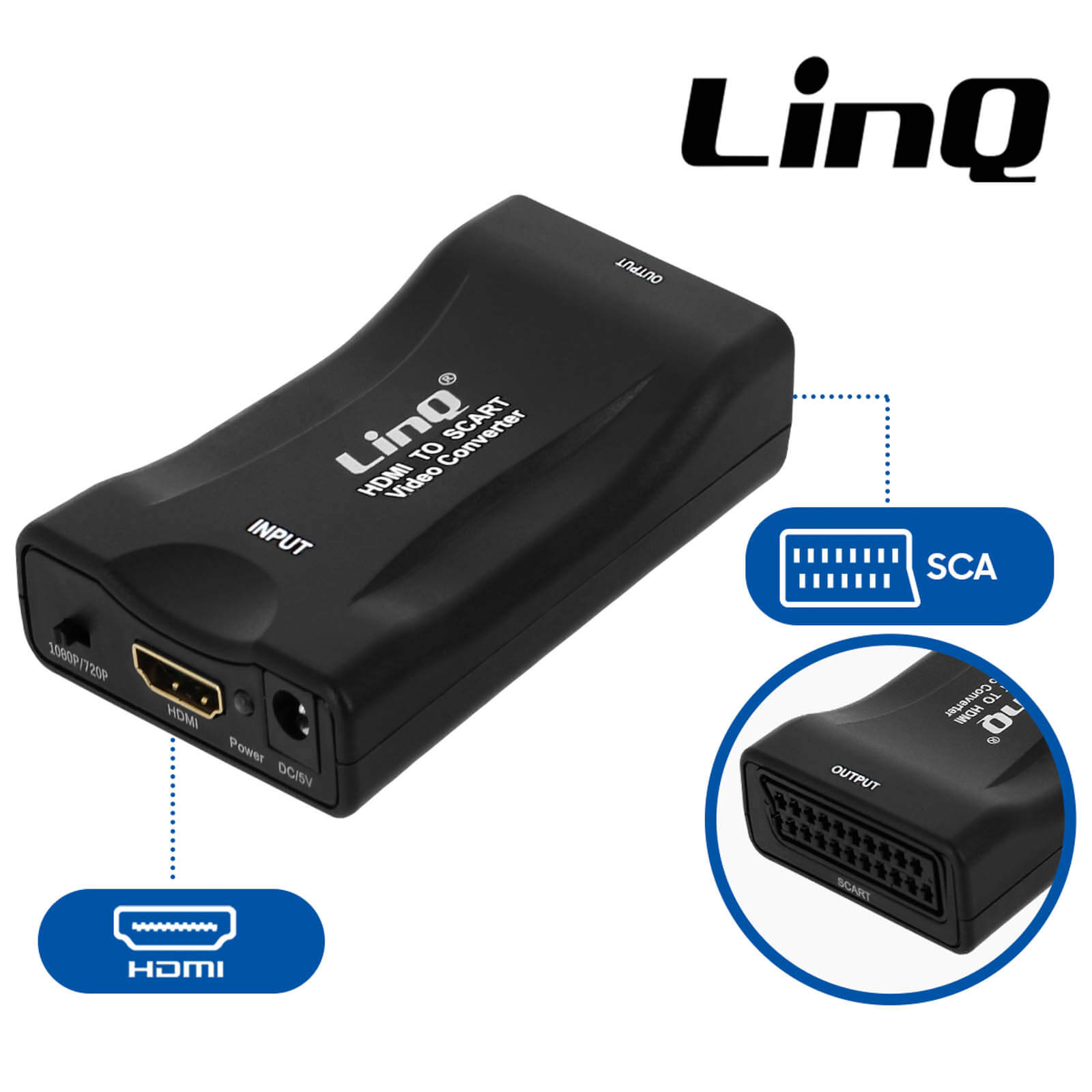 Adaptador de vídeo HDMI a Euroconector 1080P, LinQ - Negro - Spain