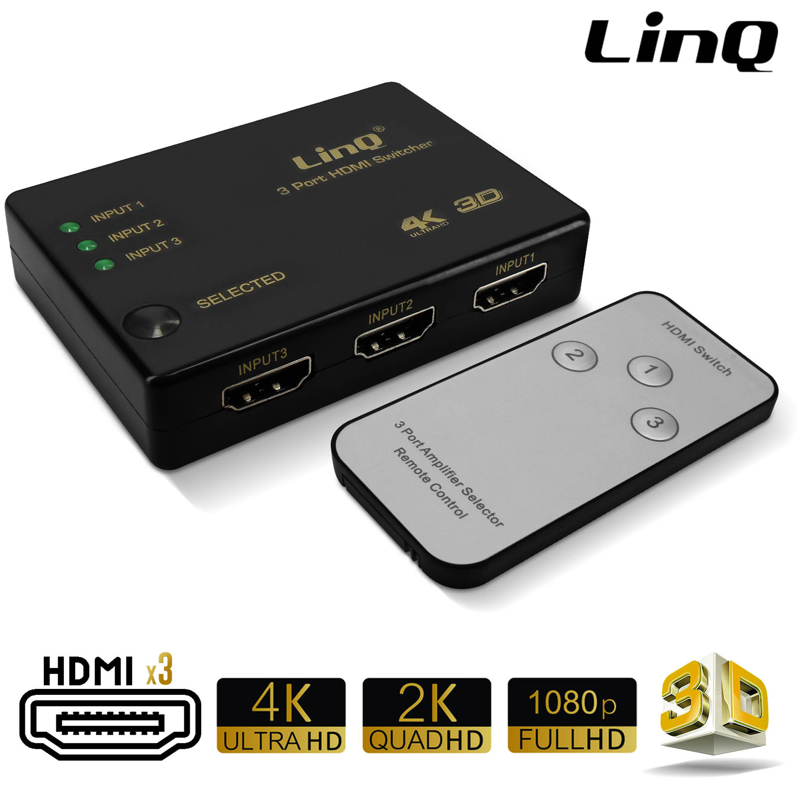 Switch HDMI 3 Ports HDMI comp. 4K / 2K / 3D / Full HD 1080 - Français