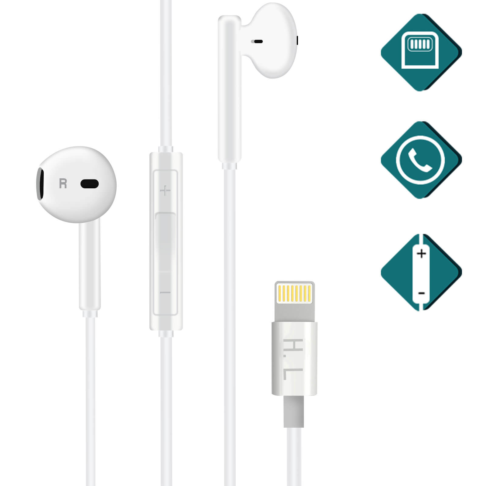 Ecouteurs earpods lightning original blanc pour apple iphone 7 , 7