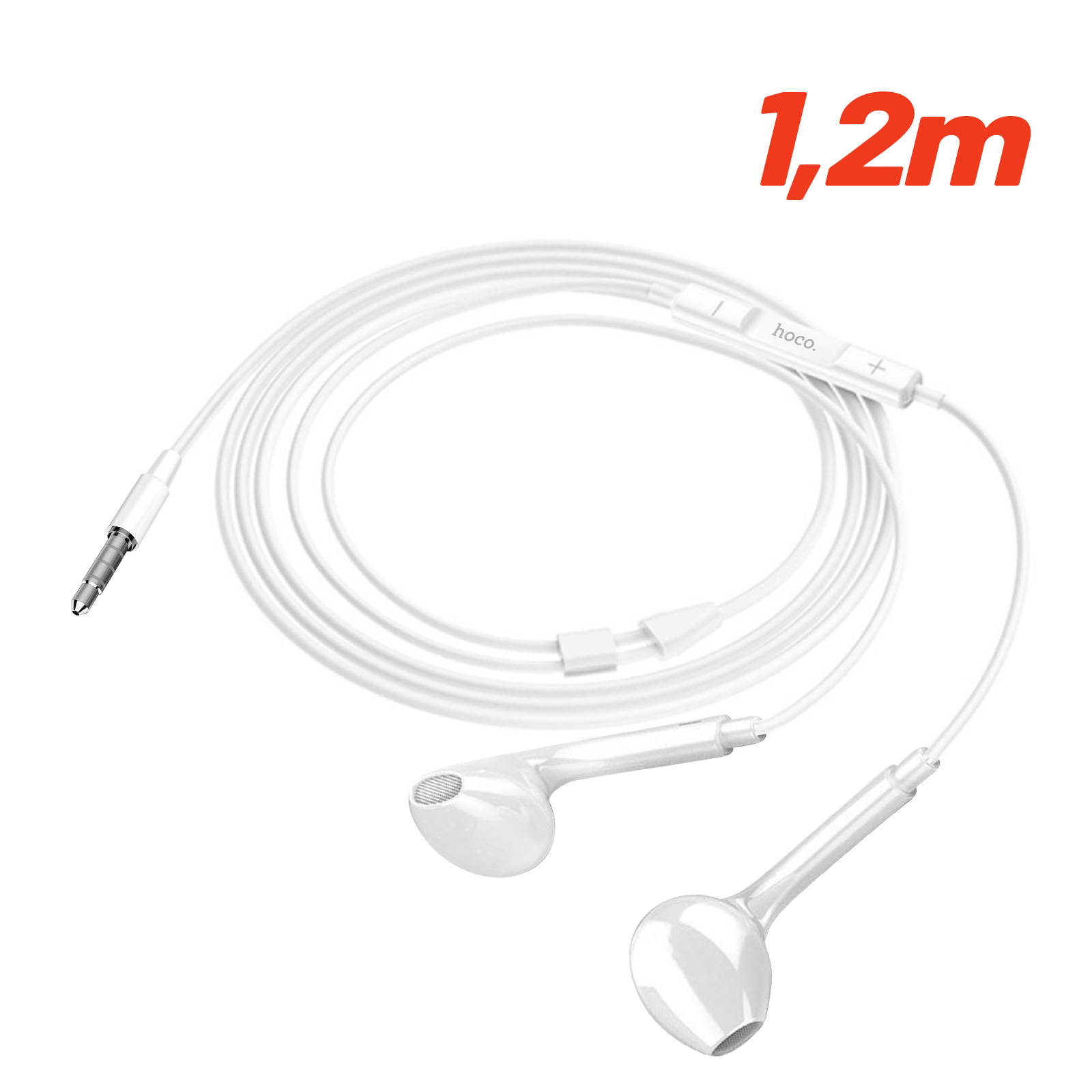 Écouteurs filaires intra-auriculaires avec prise jack de 3,5 mm et  microphone 1,2 m- blanc - Coquediscount