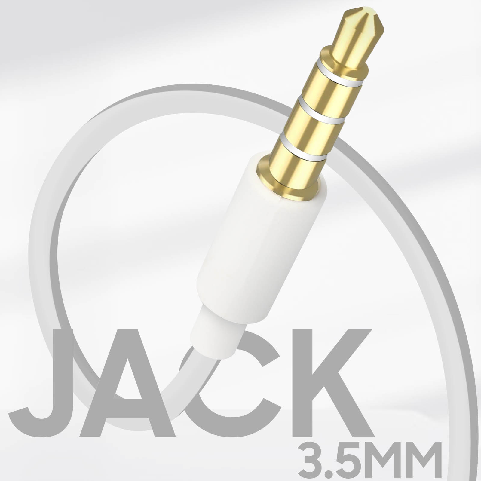Écouteurs anti-noeuds avec micro et télécommande - prise jack 3.5 – Blanc -  Français