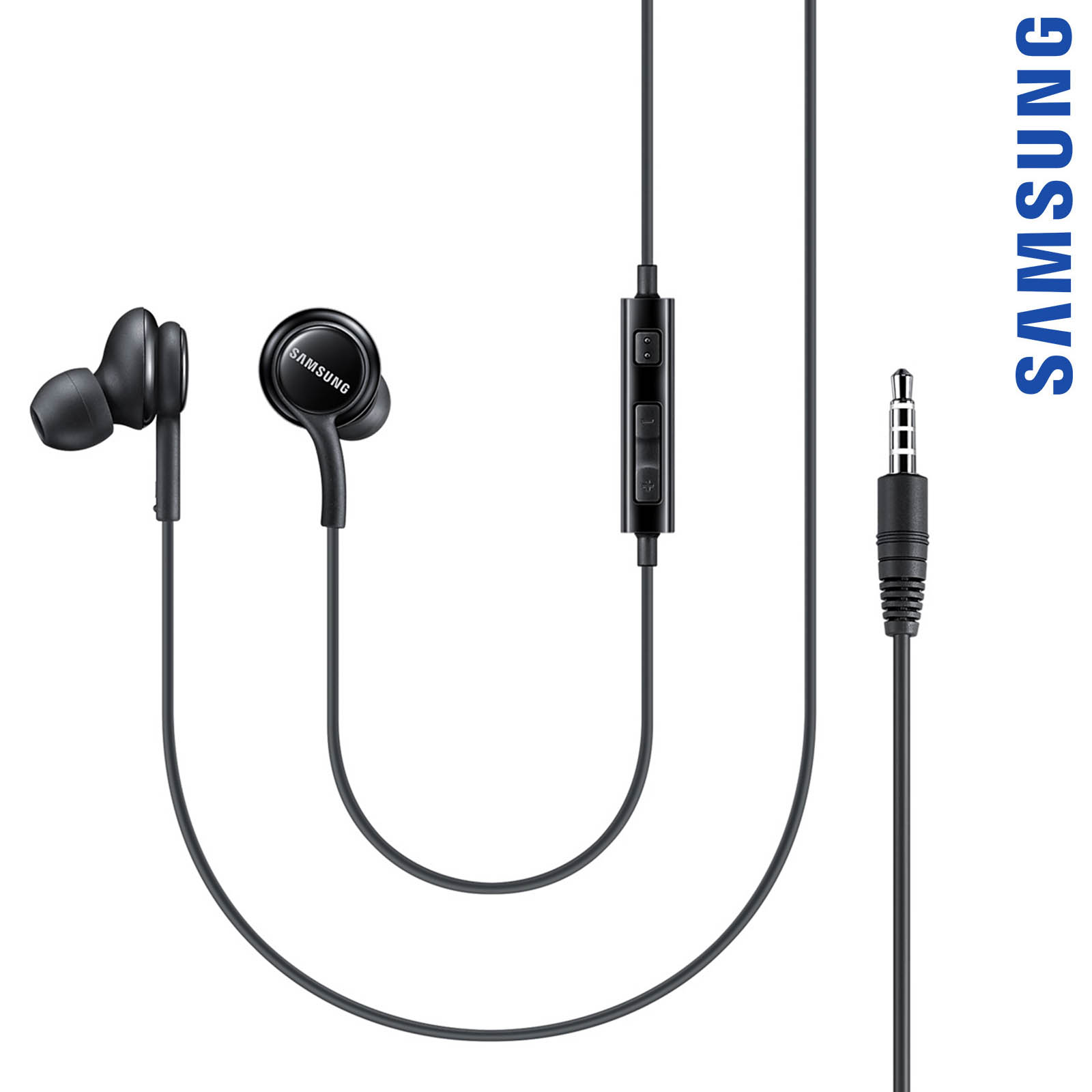 Samsung EO-EG920BW – Écouteur Intra Auriculaire – Prise Jack 3.5 –  Telecommande – Cable Plat – Noir (En Vrac) – Sokom